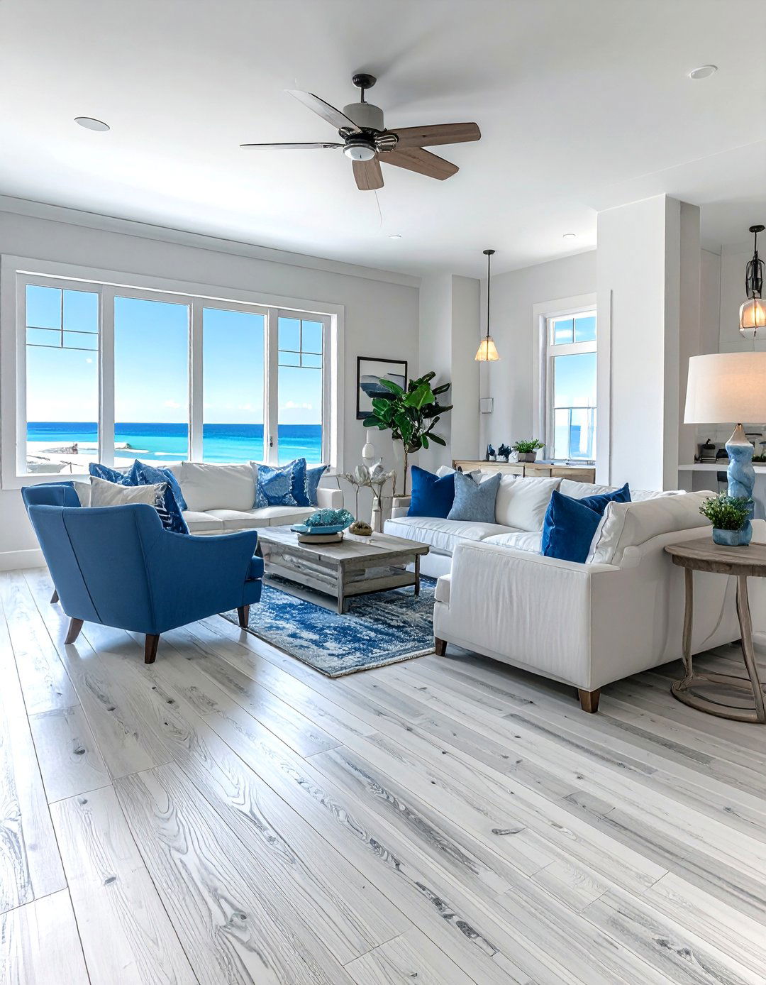 Whitewashed Coastal Planks - 20 Living Room Vinyl Flooring Ideas for Modern Homes