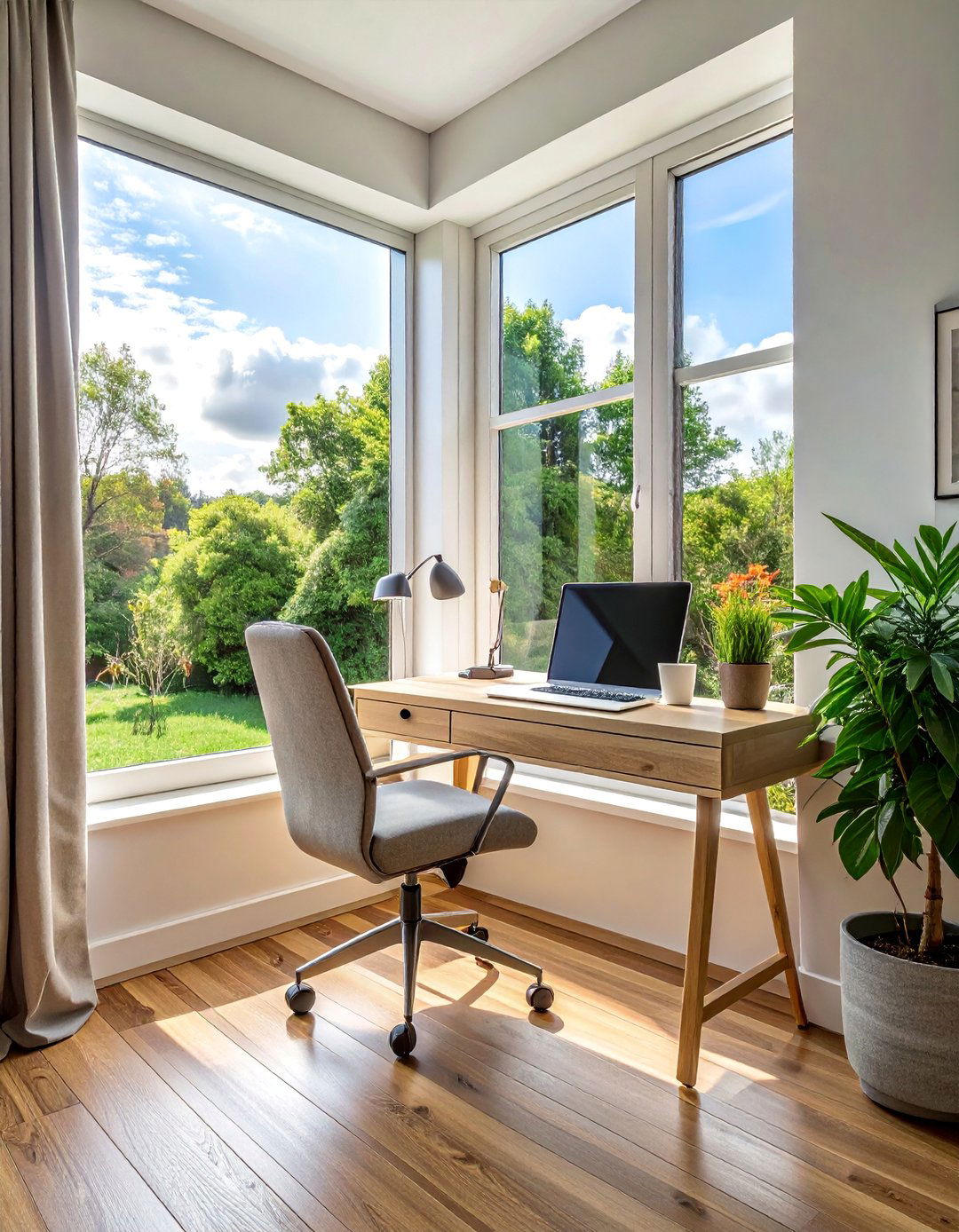 Window Nook Workspace Design - 30 Desk in Living Room Ideas for a Functional Space
