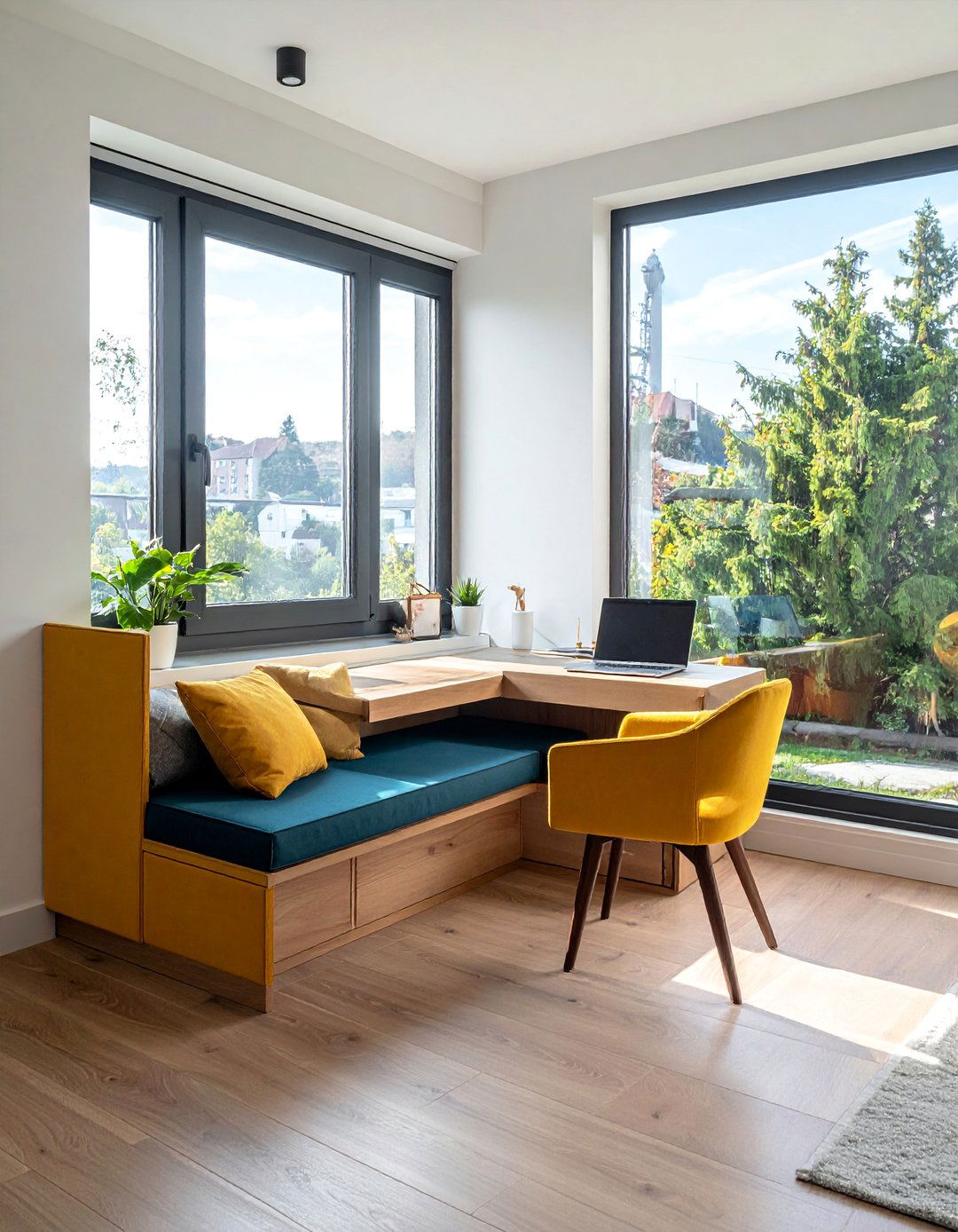 Window Seat Desk Combination - 30 Desk in Living Room Ideas for a Functional Space