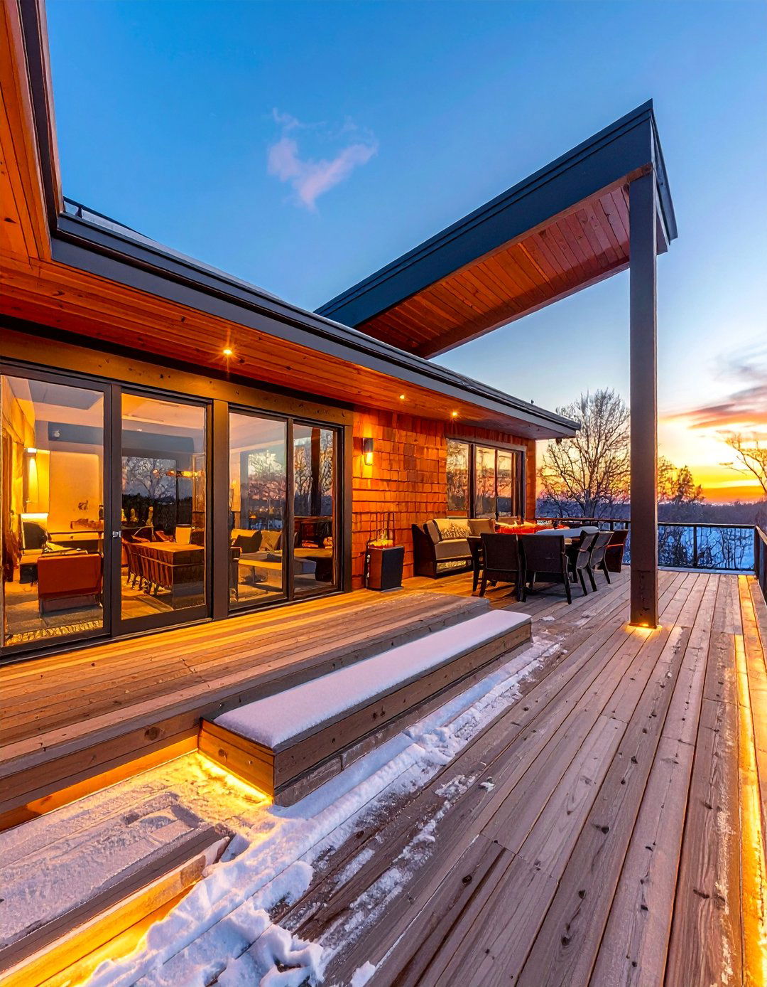Winter Weather Adaptability - 30 Large Deck Ideas for Outdoor Entertaining and Relaxation