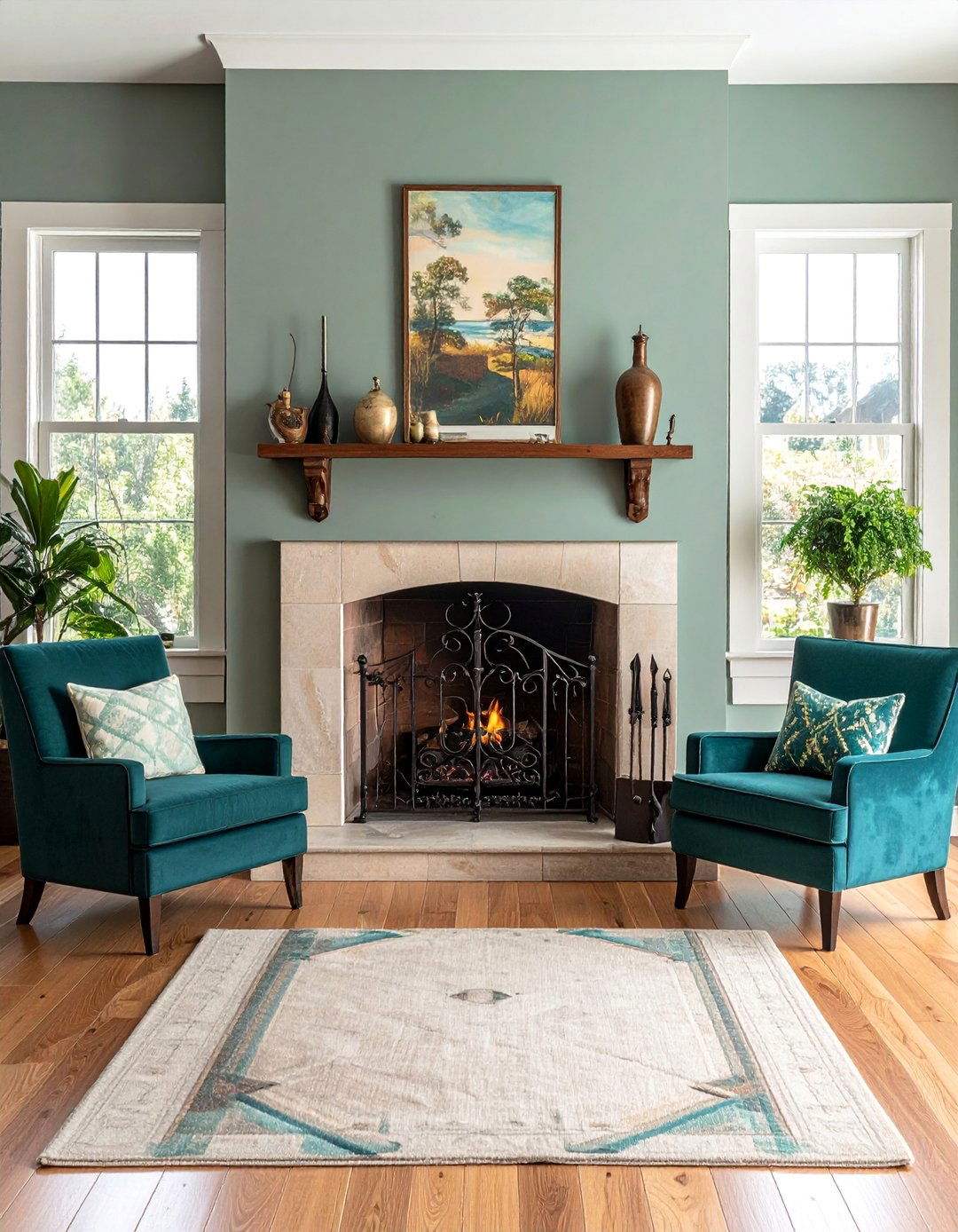 Wrought Iron Fireplace Screen and Tools - 30 Craftsman-style Fireplace Ideas for a Cozy Home