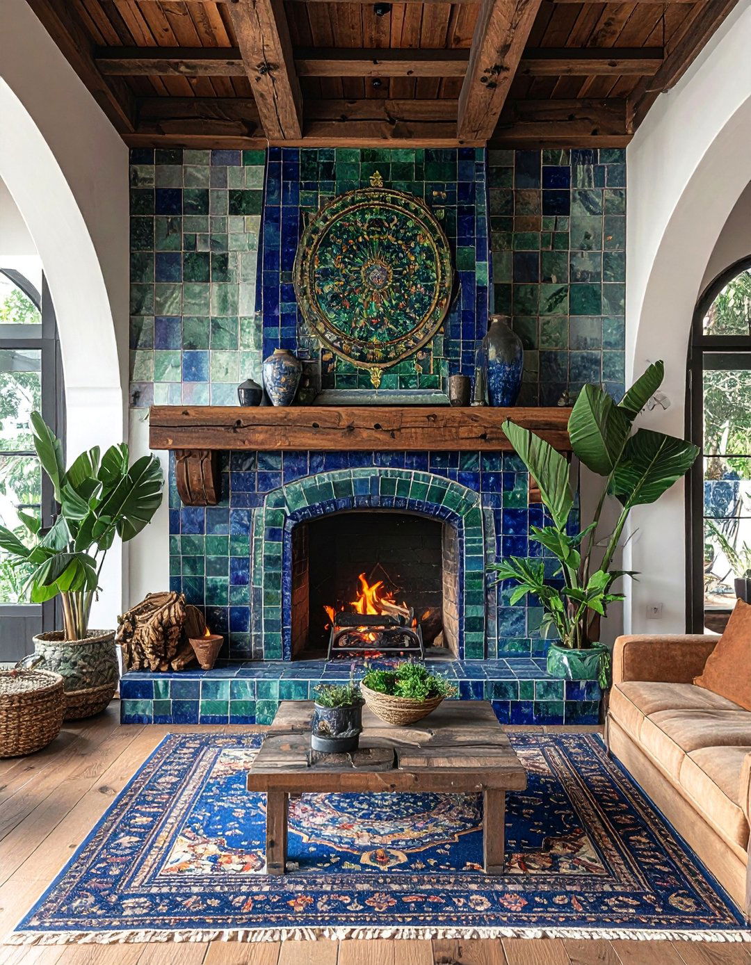 Zellige Tile Craftsman Fireplace - 30 Craftsman-style Fireplace Ideas for a Cozy Home