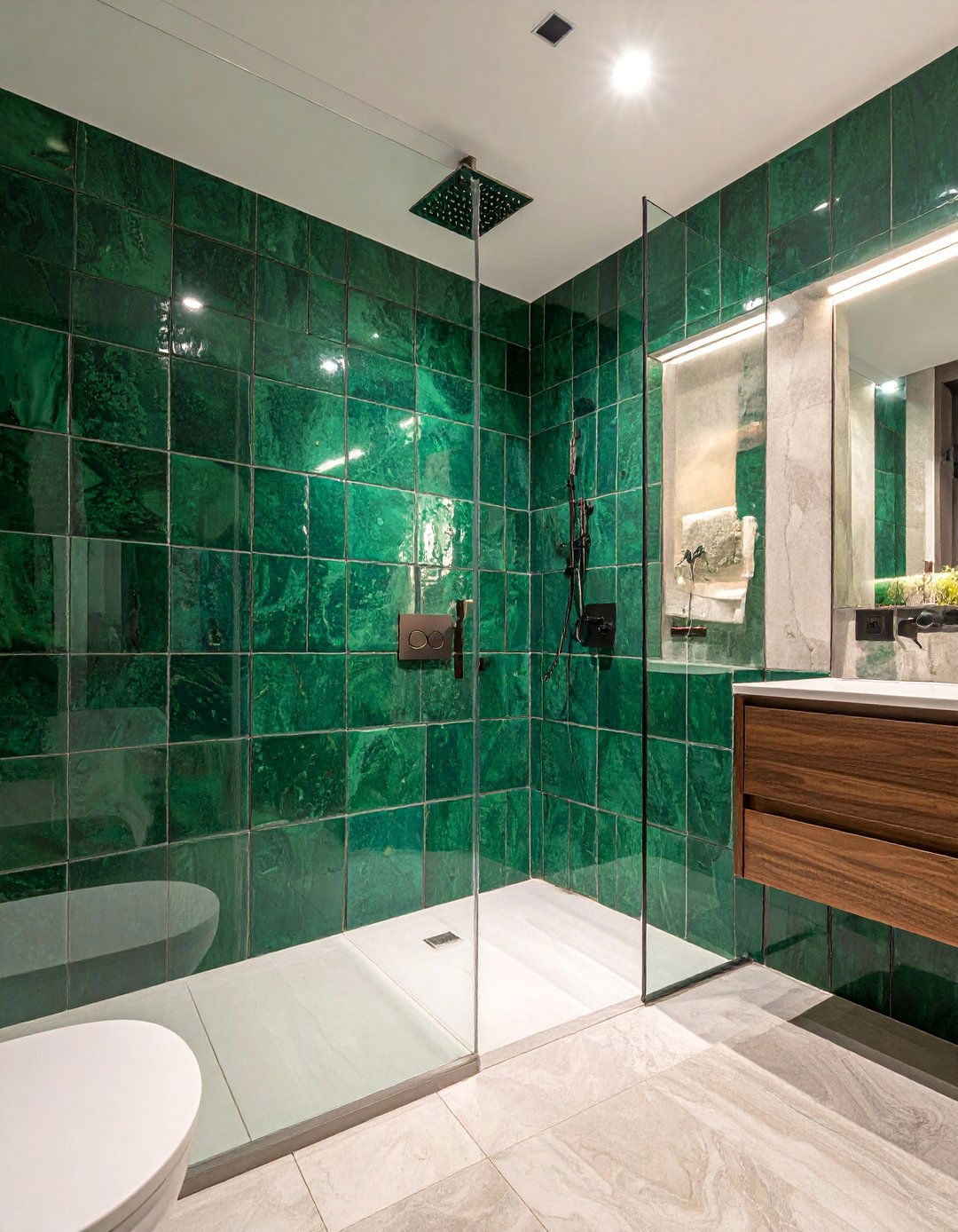 Zellige Tile Walk in Shower for an Artisanal Look - 30 Walk-in Shower Tile Ideas for a Luxurious Bathroom