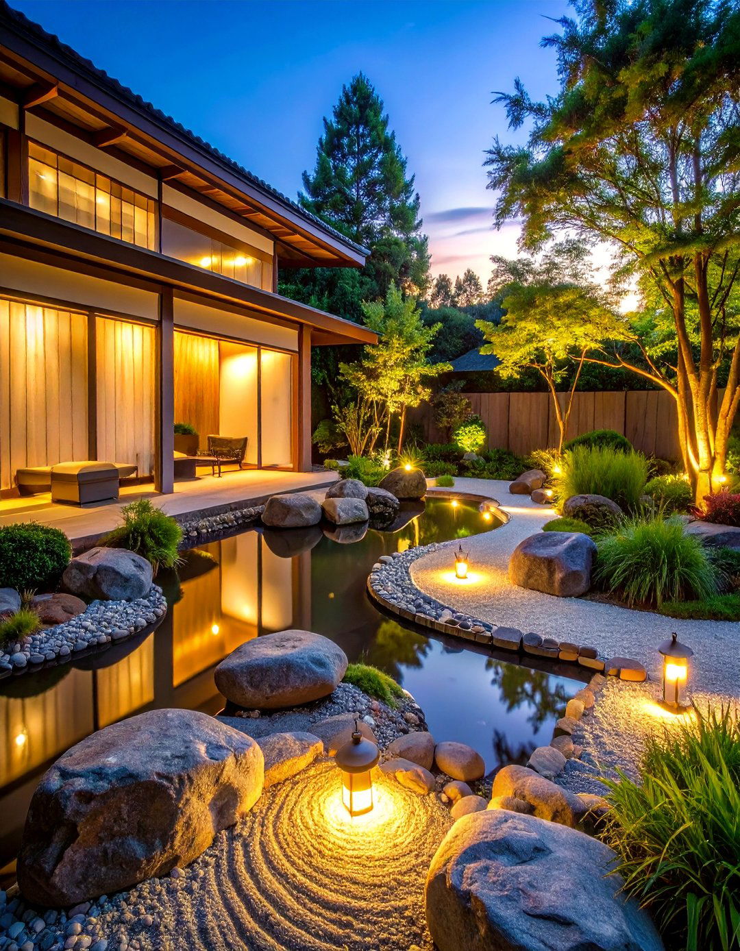 Zen Garden Meditation Space - 40 Patio String Light Ideas to Illuminate Your Nights