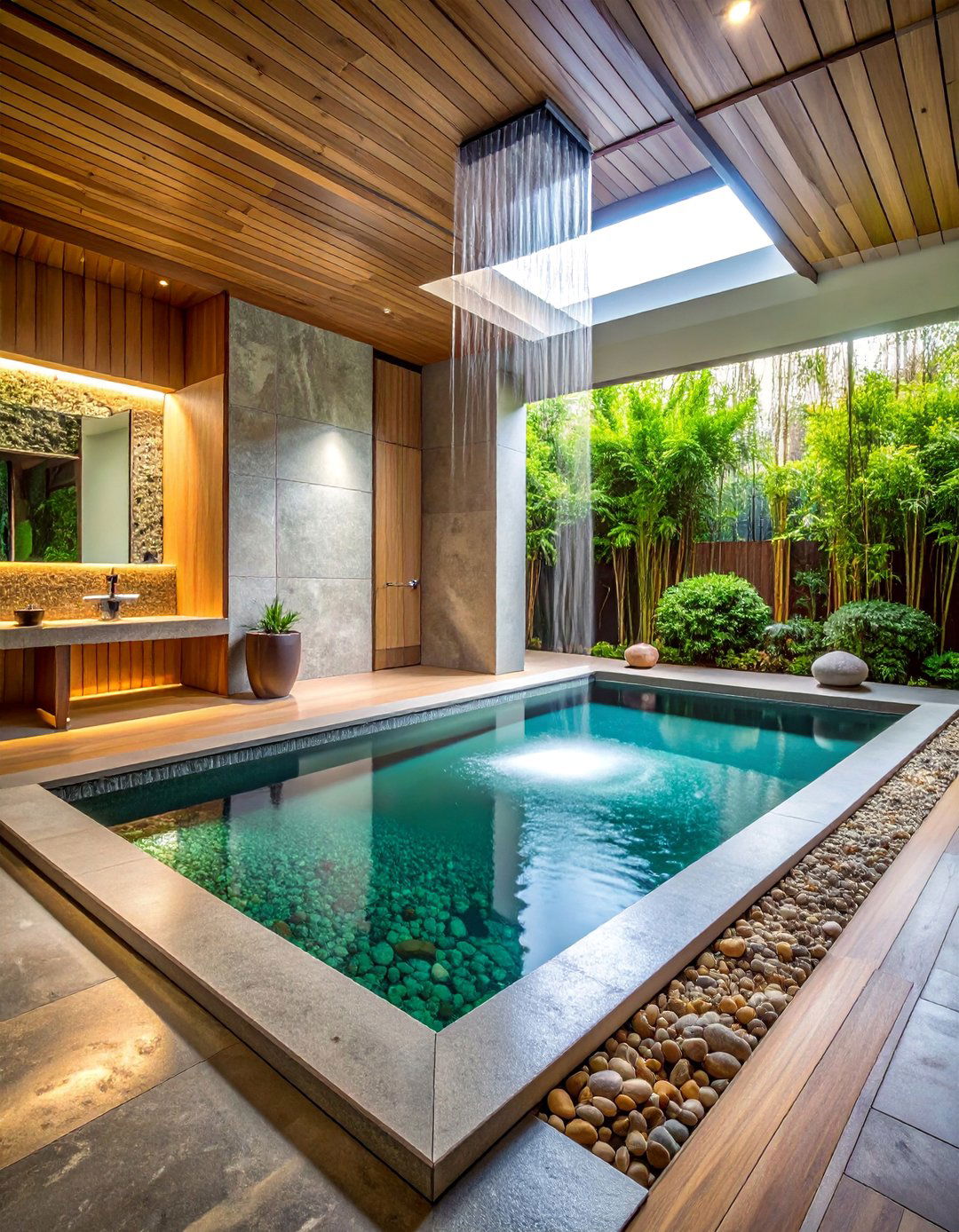 Zen Garden Pool Bathroom Sanctuary - 20 Pool Bathroom Ideas for a Luxurious Spa Feel