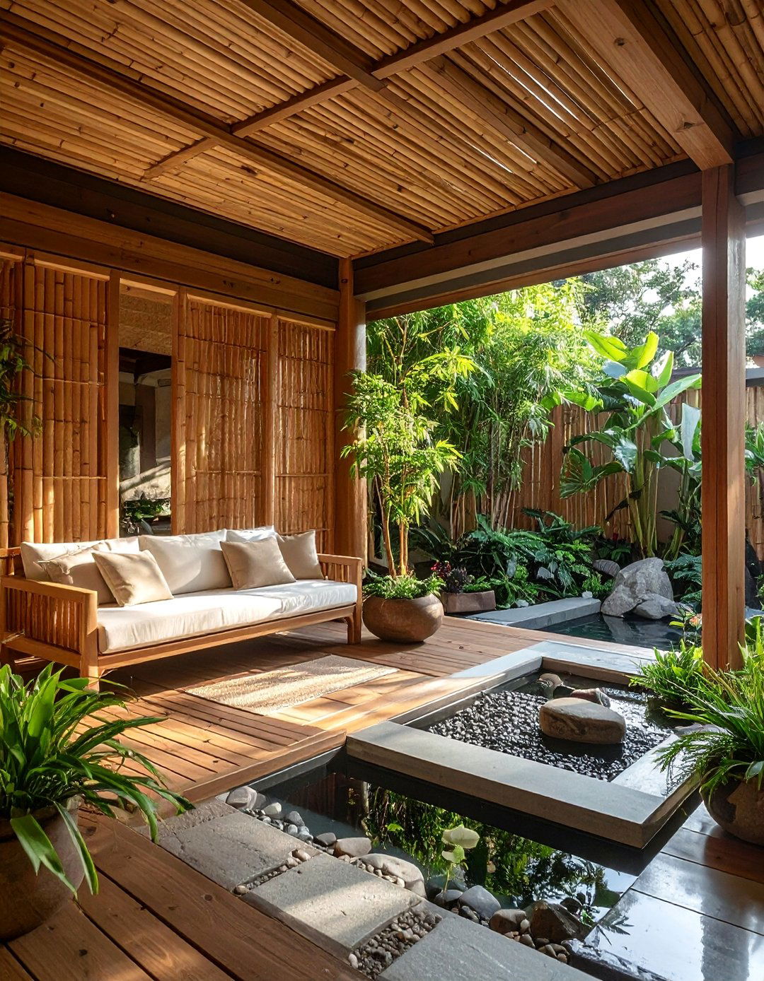 Zen Meditation Garden - 40 Covered Porch Ideas for Year-Round Enjoyment