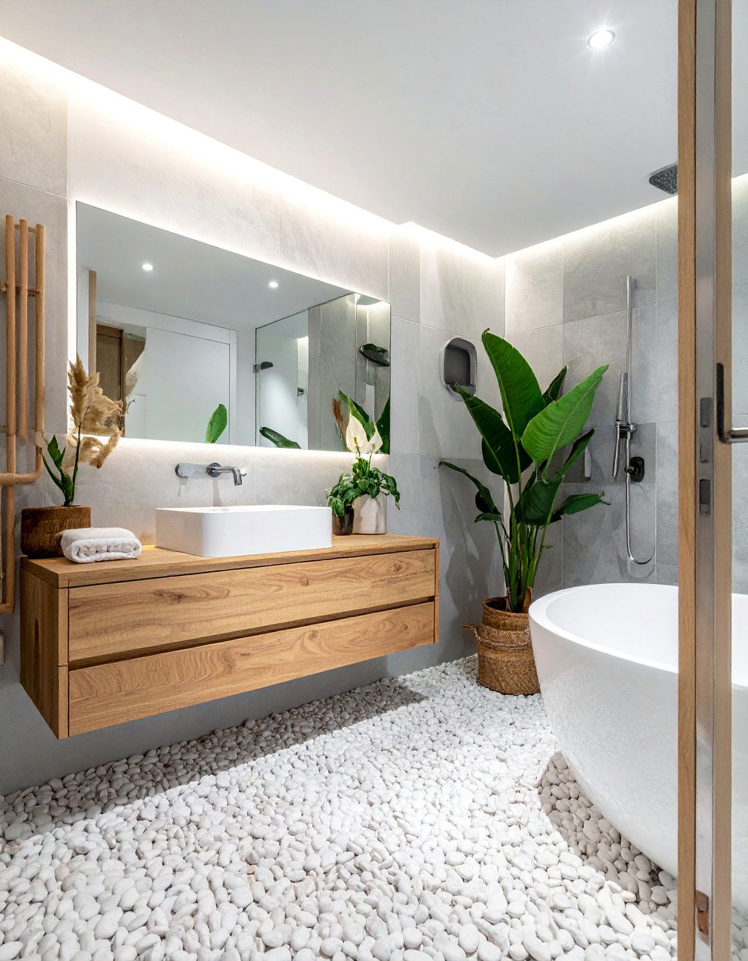 Zen Spa Retreat Design - 20 Pebble Tile Bathroom Ideas for a Natural Look