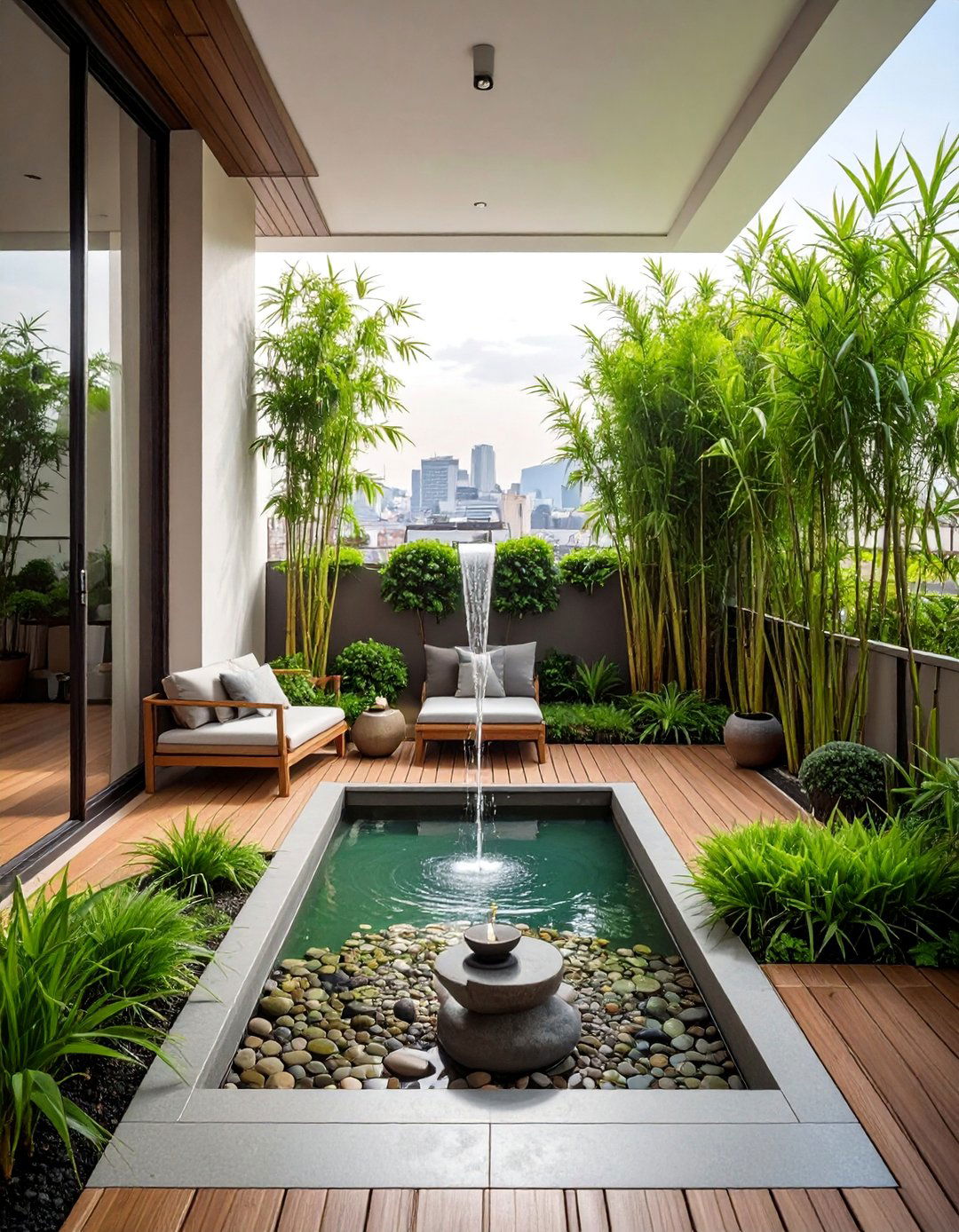 Zen Water Feature Display - 30 Small Balcony Ideas to Maximize Your Space