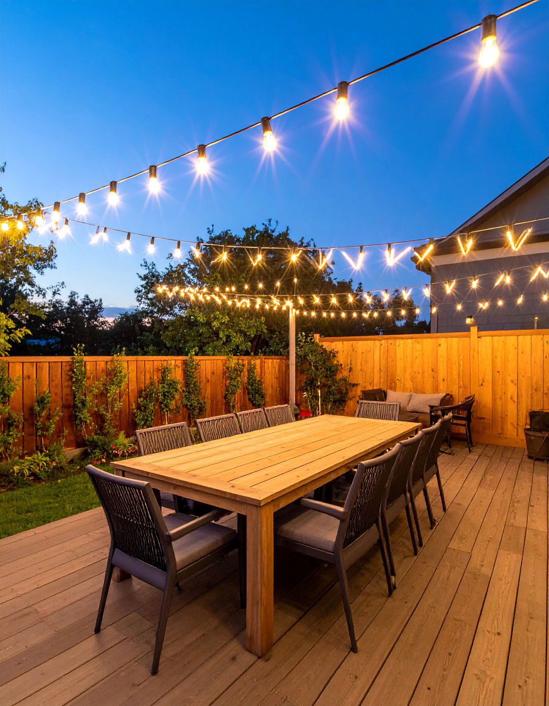 Zigzag Canopy Pattern - 40 Patio String Light Ideas to Illuminate Your Nights