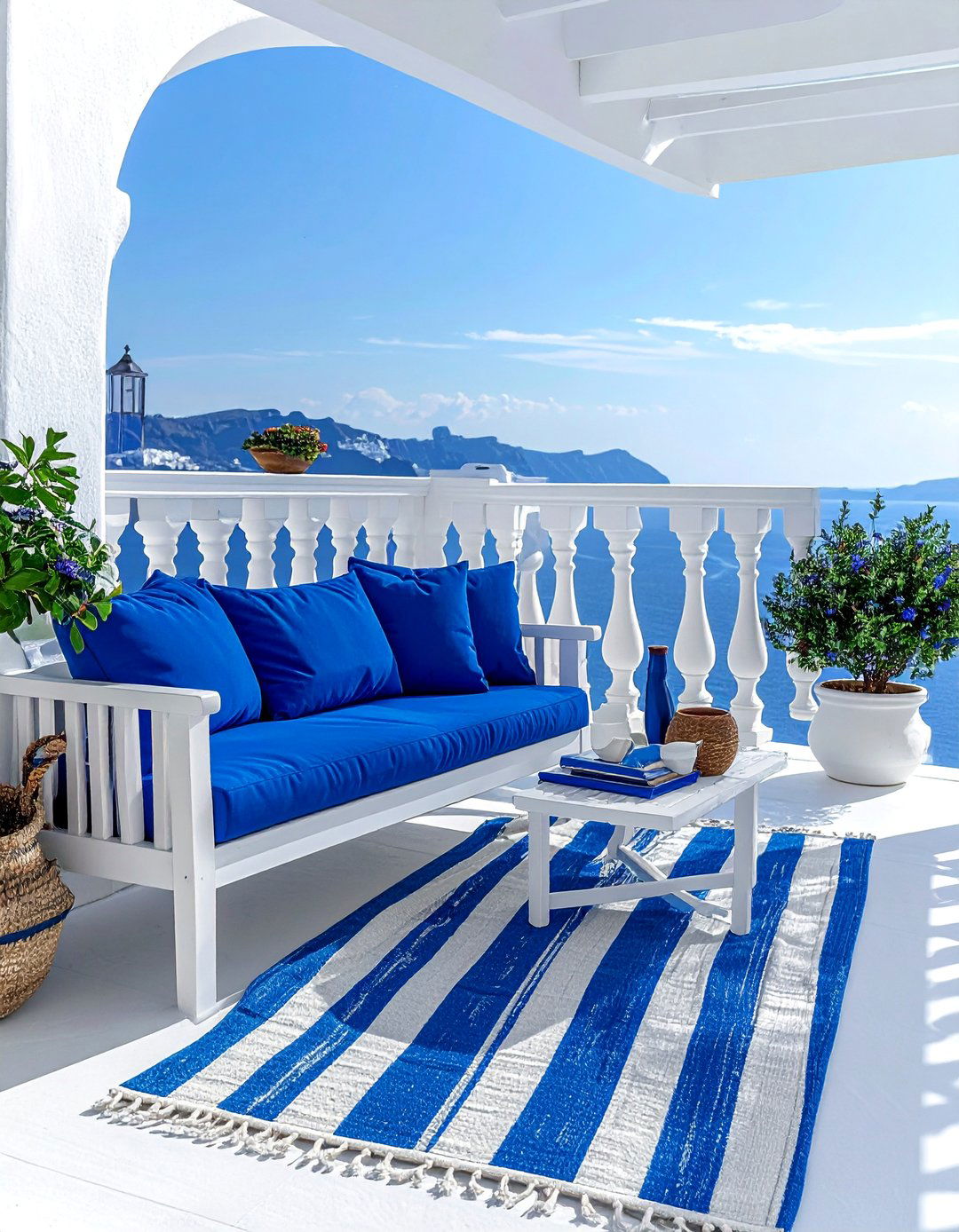 A Blue and White Mediterranean Balcony Color Scheme - 20 Mediterranean Balcony Ideas for a Scenic Escape