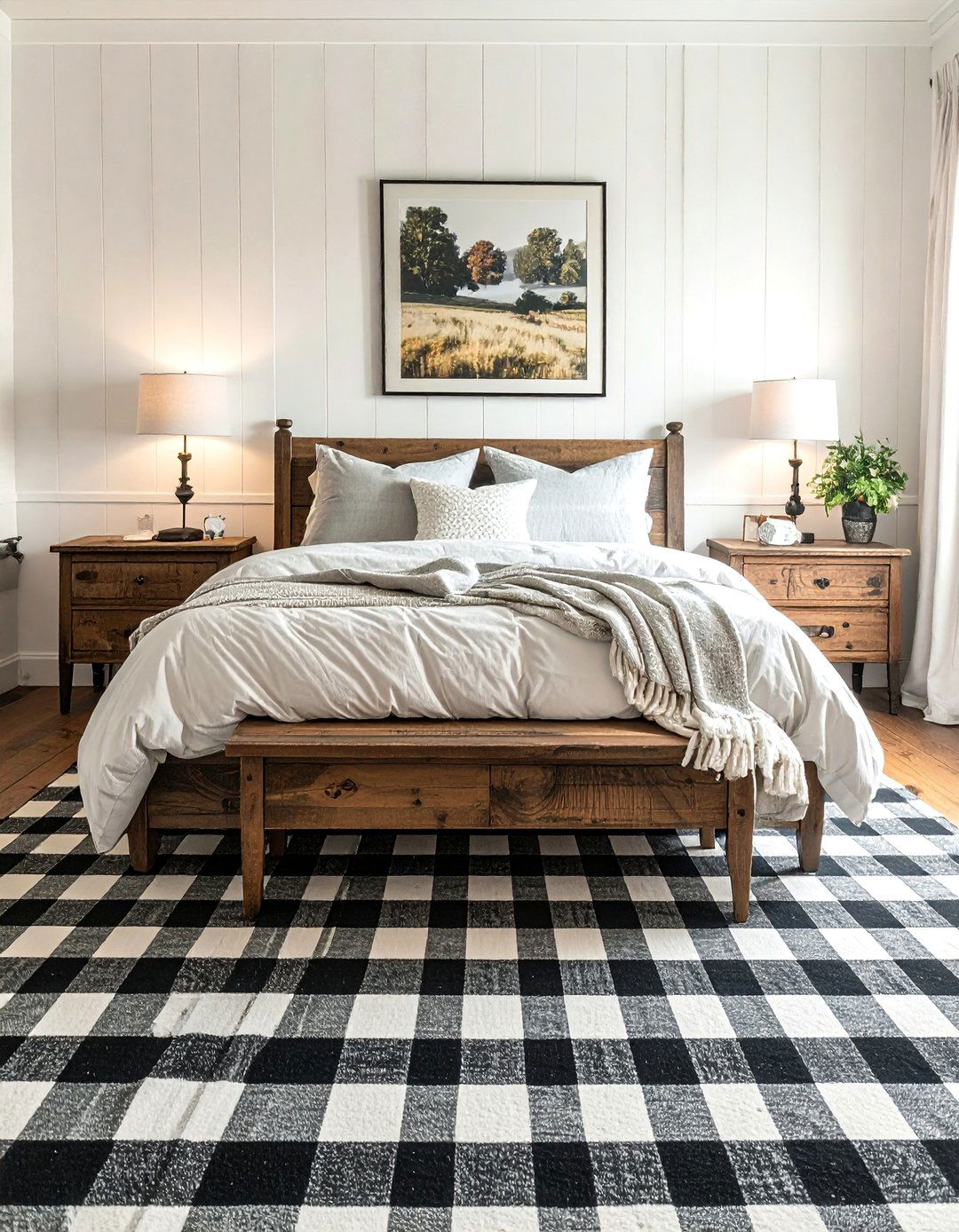 A Checkered or Gingham Bedroom Rug - 30 Bedroom Rug Ideas to Transform Your Space