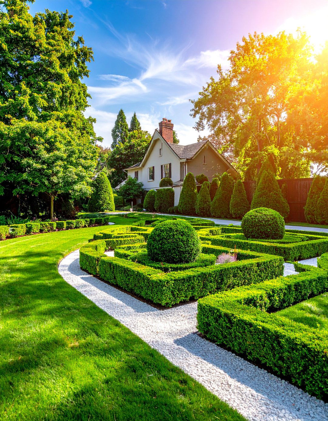 A Classic Parterre Garden with Boxwood Shrubs - 20 Front Yard Boxwood Shrubs for Elegant Landscaping