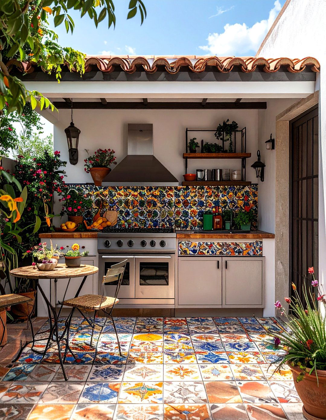 A Compact Spanish Style Patio Kitchen - 20 Spanish Style Outdoor Kitchen Ideas for Your Backyard