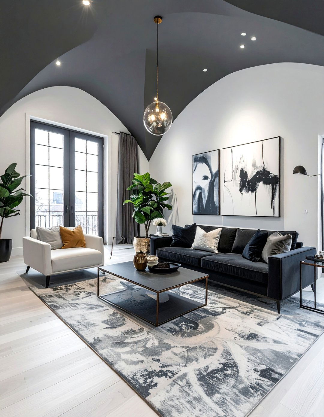 A Contrasting Paint Color for the Living Room Vaulted Ceiling - 25 Living Room Vaulted Ceiling Ideas for Spacious Charm