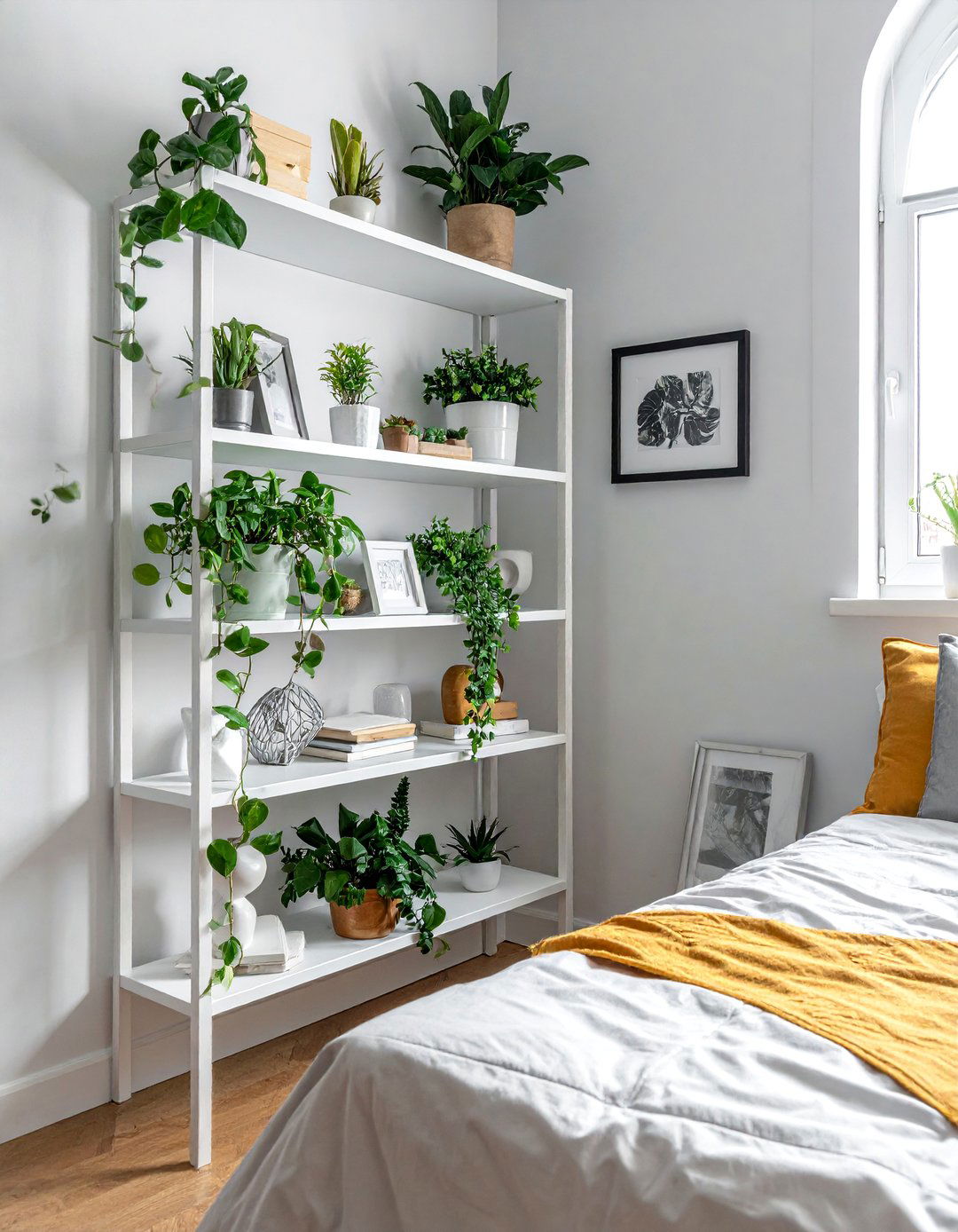 A Corner Shelving Unit to Maximize Awkward Space - 40 Small Bedroom Ideas for Cozy and Functional Spaces