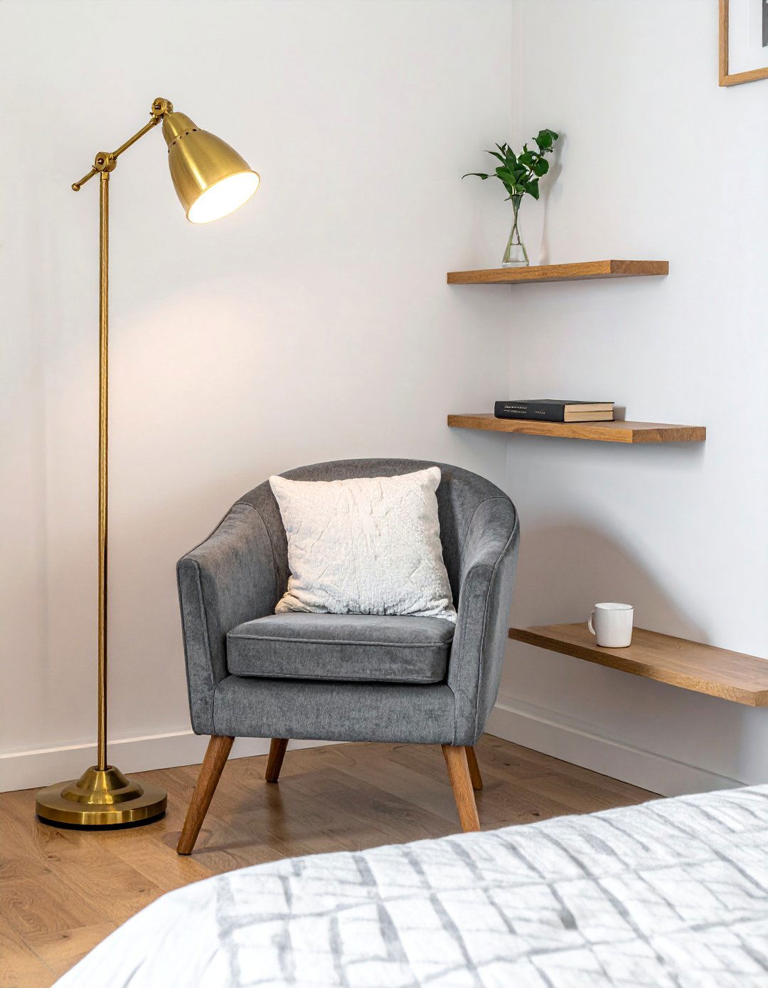 A Cozy Bedroom Corner Reading Nook - 15 Bedroom Corner Ideas to Enhance Small Spaces