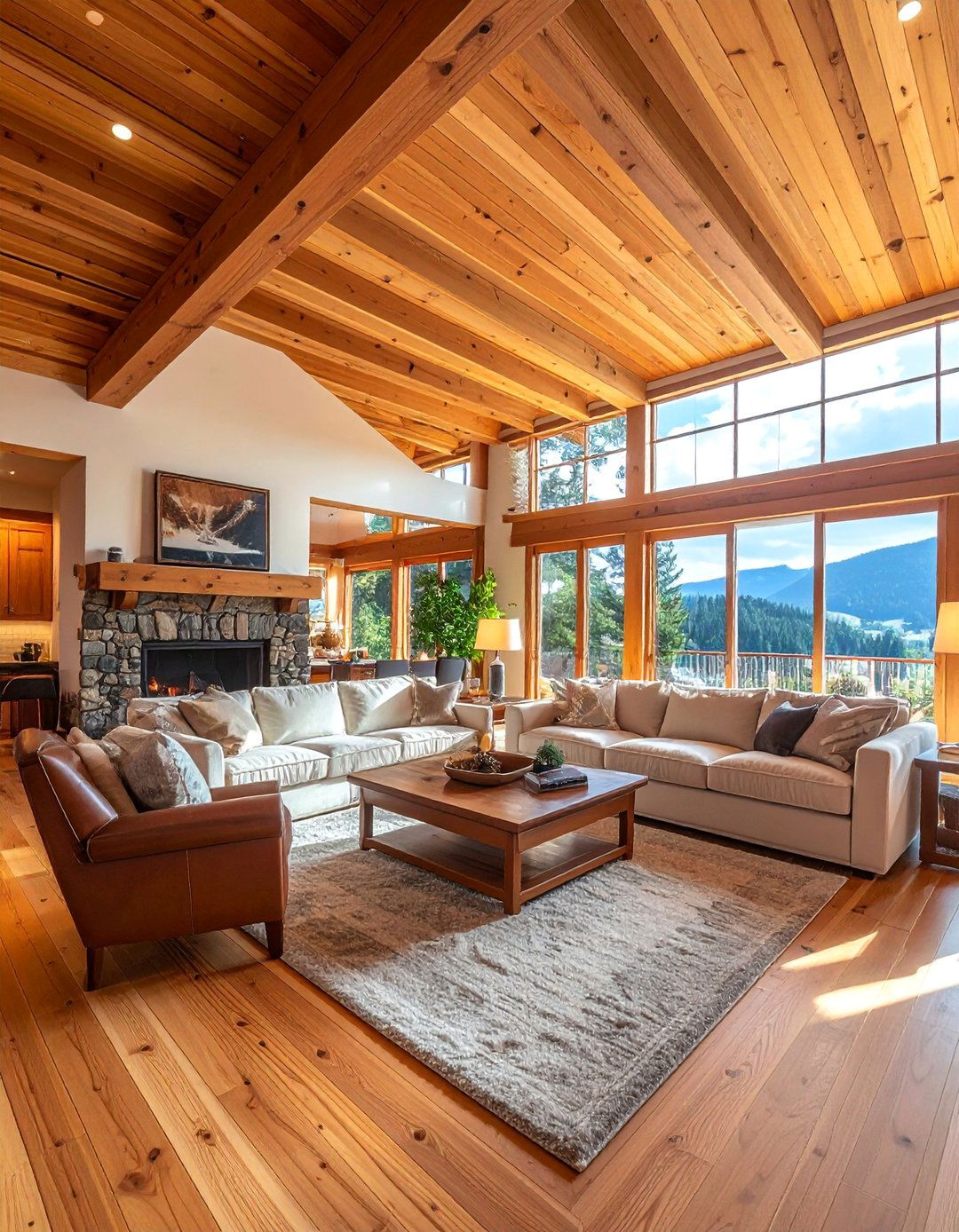 A Craftsman Living Room with a Wooden Ceiling - 30 Craftsman Living Room Ideas for a Timeless Look