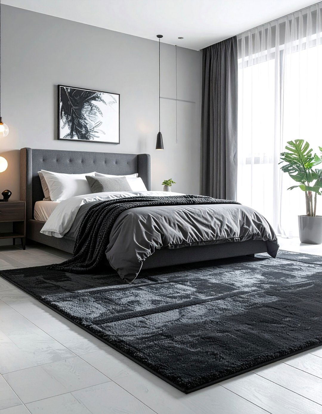 A Dark and Moody Bedroom Rug - 30 Bedroom Rug Ideas to Transform Your Space