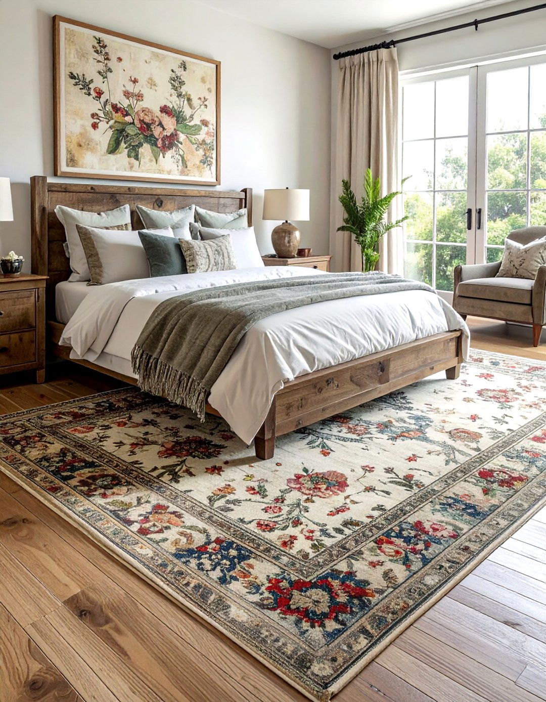 A Distressed Antique Look Bedroom Rug - 30 Bedroom Rug Ideas to Transform Your Space