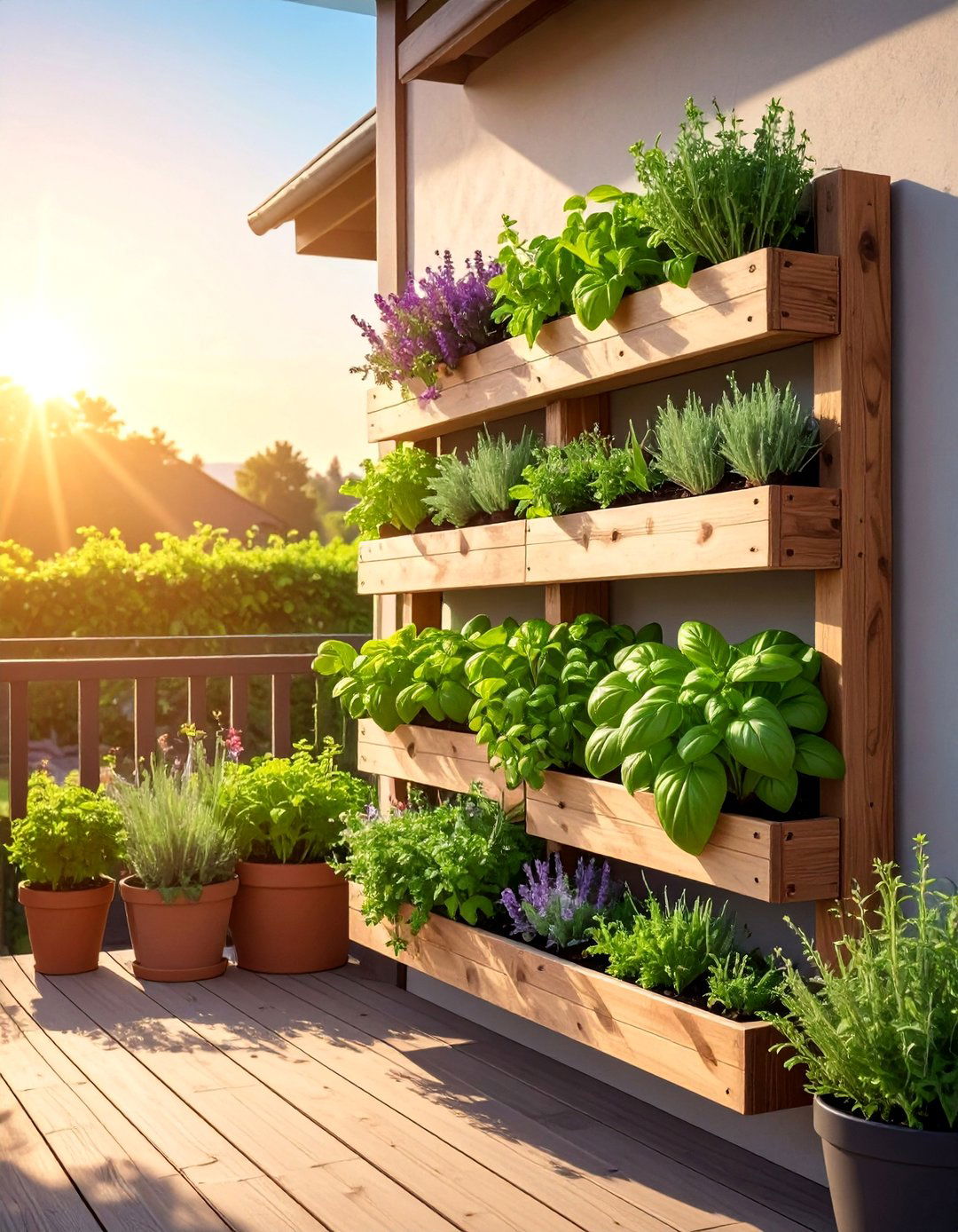 A Farmhouse Patio with a Vertical Herb Garden - 25 Farmhouse Patio Ideas for a Relaxing Outdoor Space