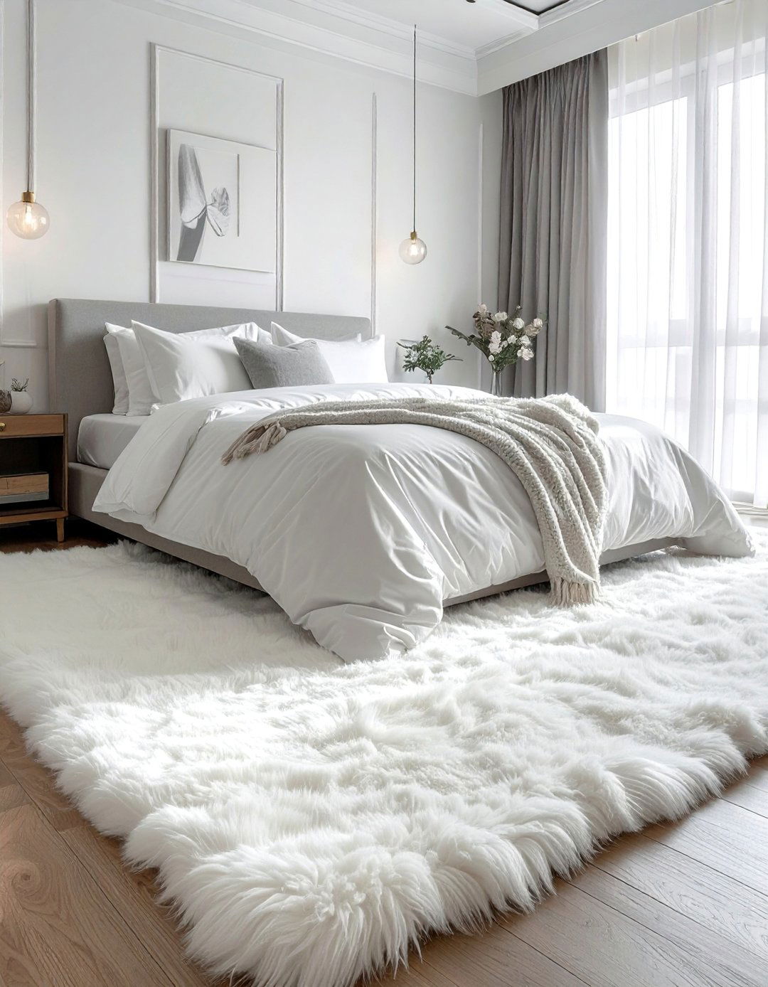 A Faux Fur Sheepskin Bedroom Rug - 30 Bedroom Rug Ideas to Transform Your Space