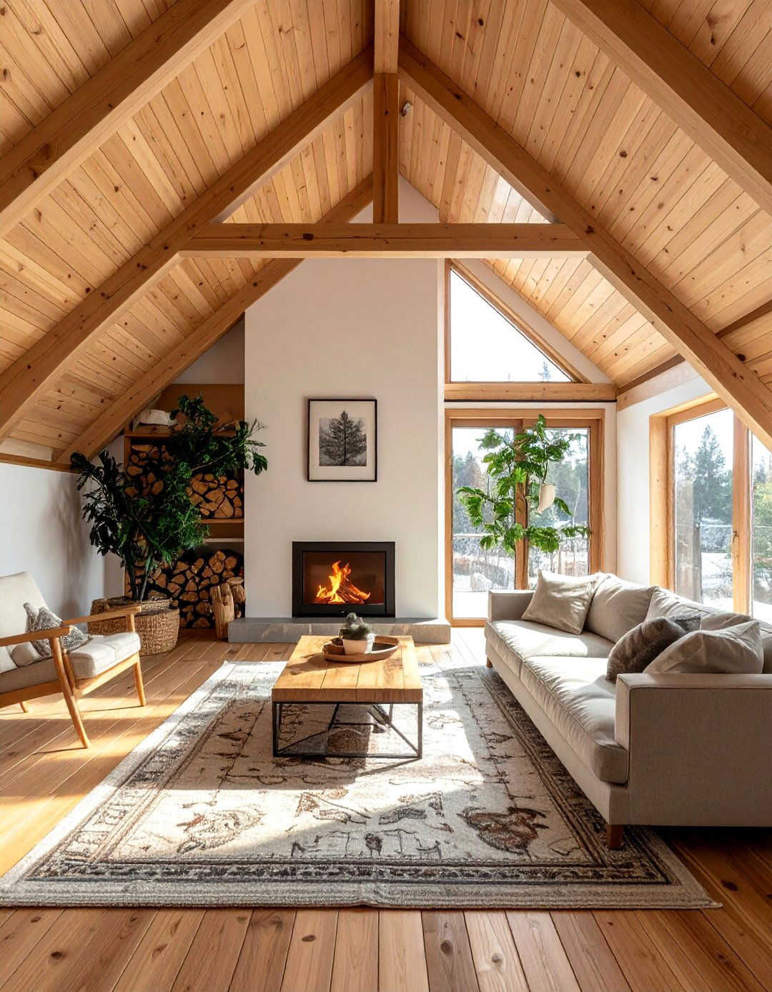 A Frame Living Room Vaulted Ceiling Design - 25 Living Room Vaulted Ceiling Ideas for Spacious Charm