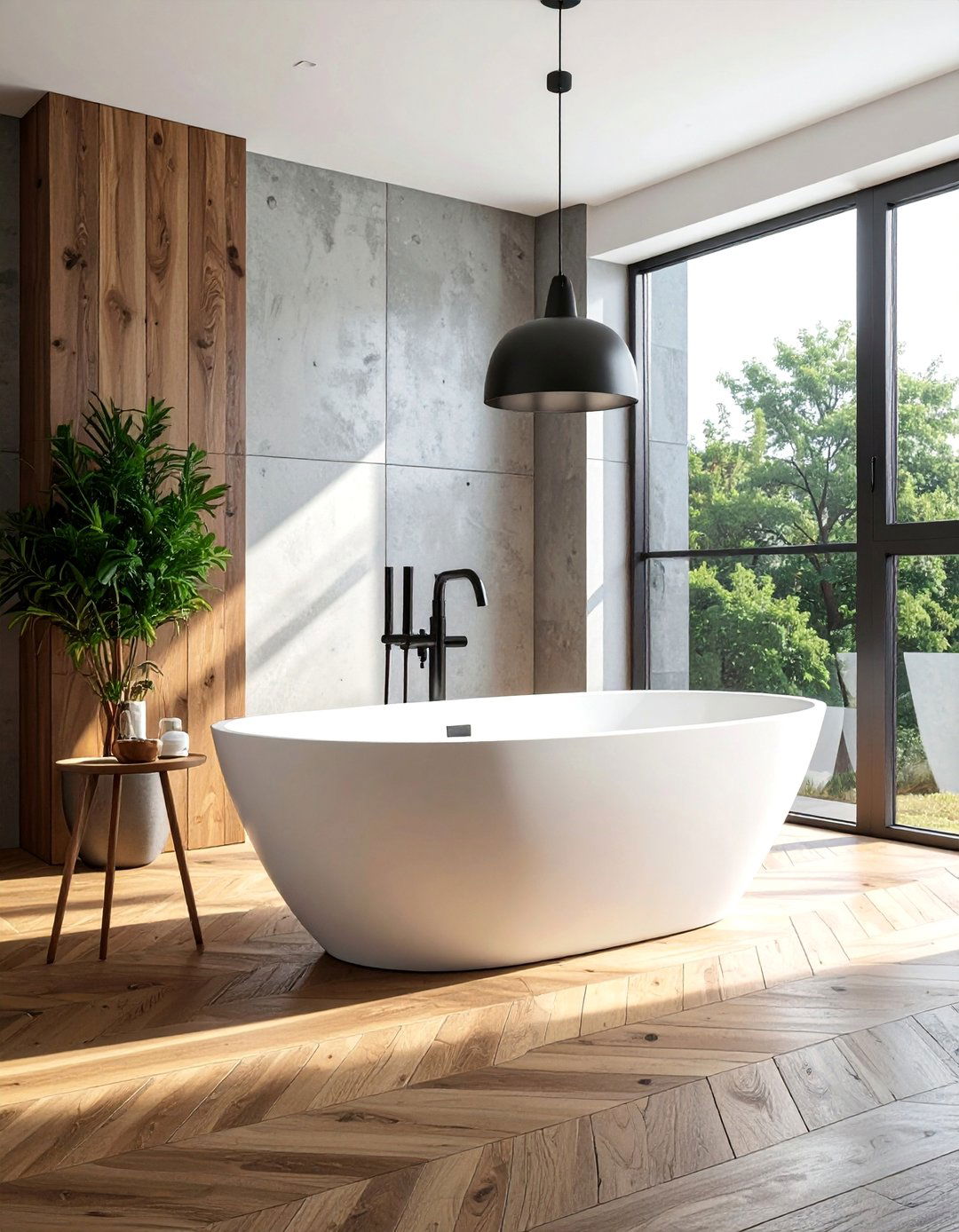 A Freestanding Bathtub with Exposed Plumbing - 30 Industrial Decor Ideas for a Modern Home