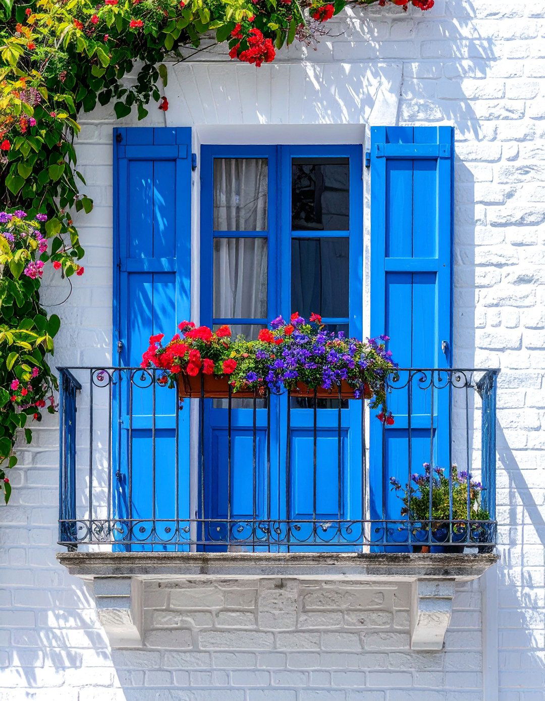A French Balcony Painted in a Bold Color - 25 French Balcony Ideas for a Charming Outdoor Space