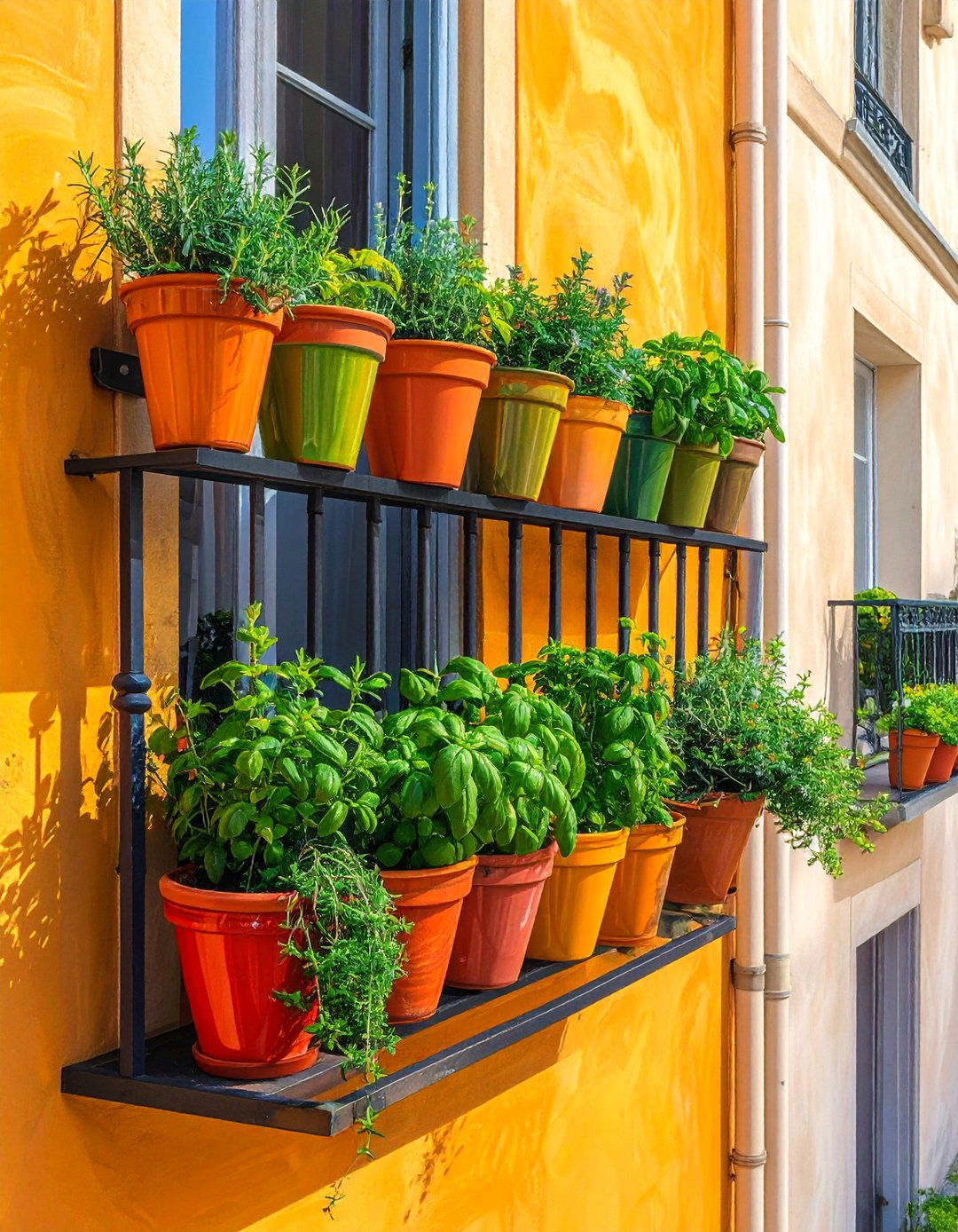 A French Balcony as a Vertical Herb Garden - 25 French Balcony Ideas for a Charming Outdoor Space
