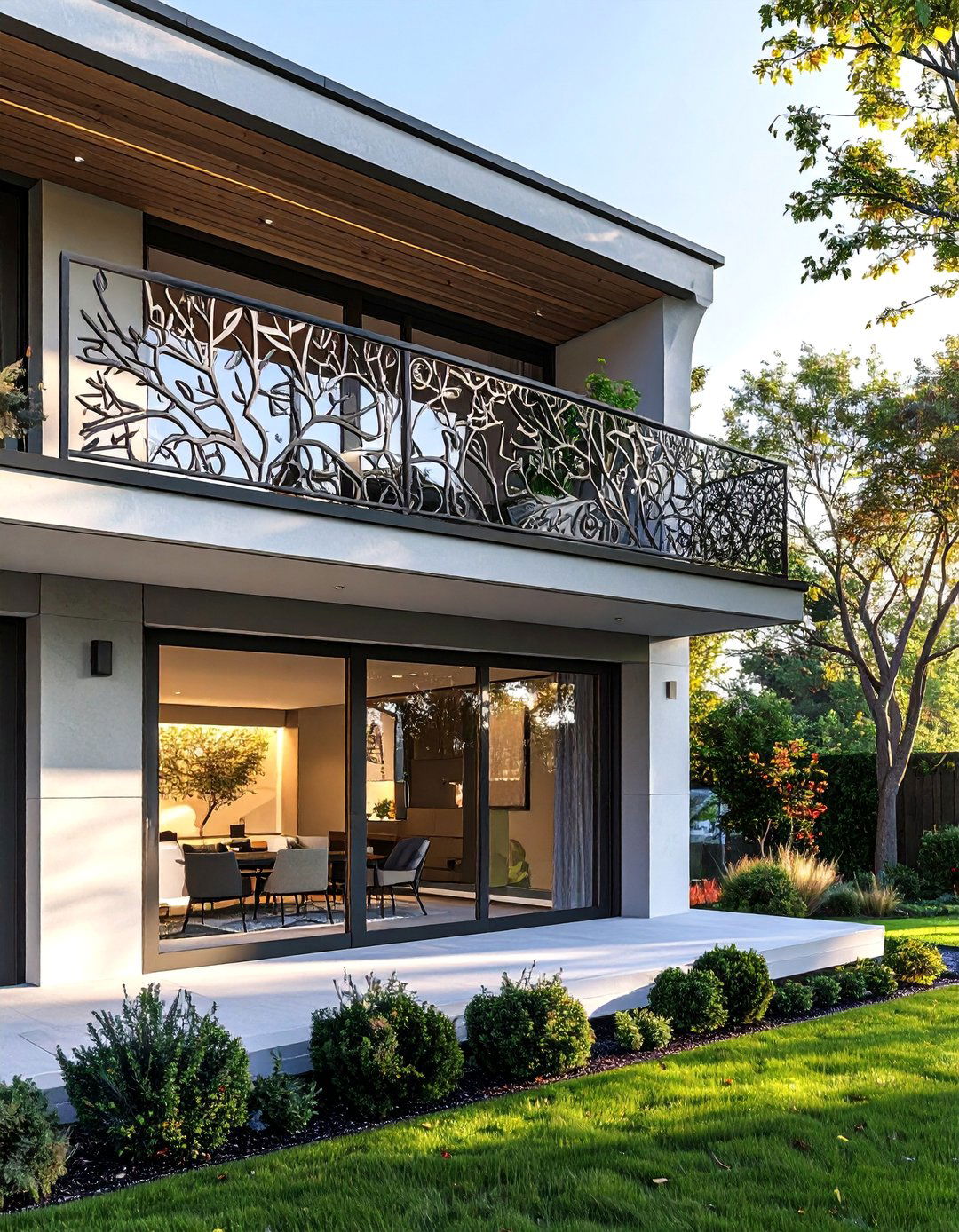 A French Balcony with Intricate Laser Cut Panels - 25 French Balcony Ideas for a Charming Outdoor Space