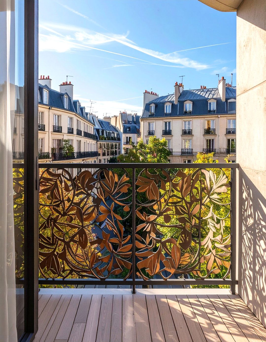A French Balcony with Privacy Screening - 25 French Balcony Ideas for a Charming Outdoor Space