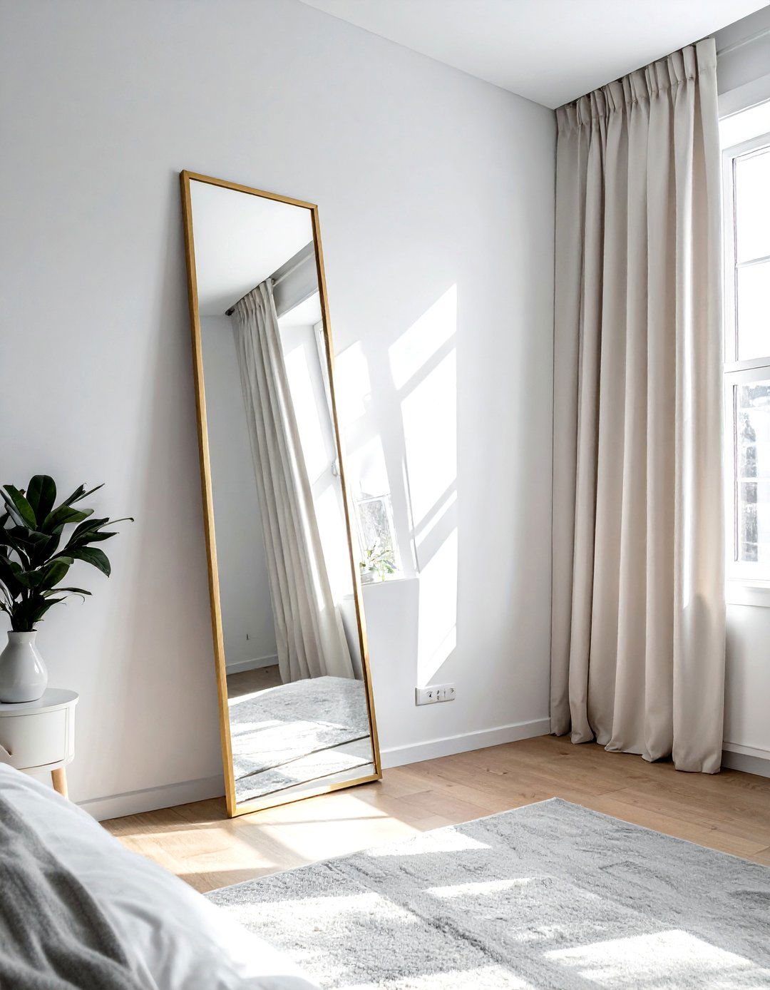 A Full Length Bedroom Corner Mirror Setup - 15 Bedroom Corner Ideas to Enhance Small Spaces