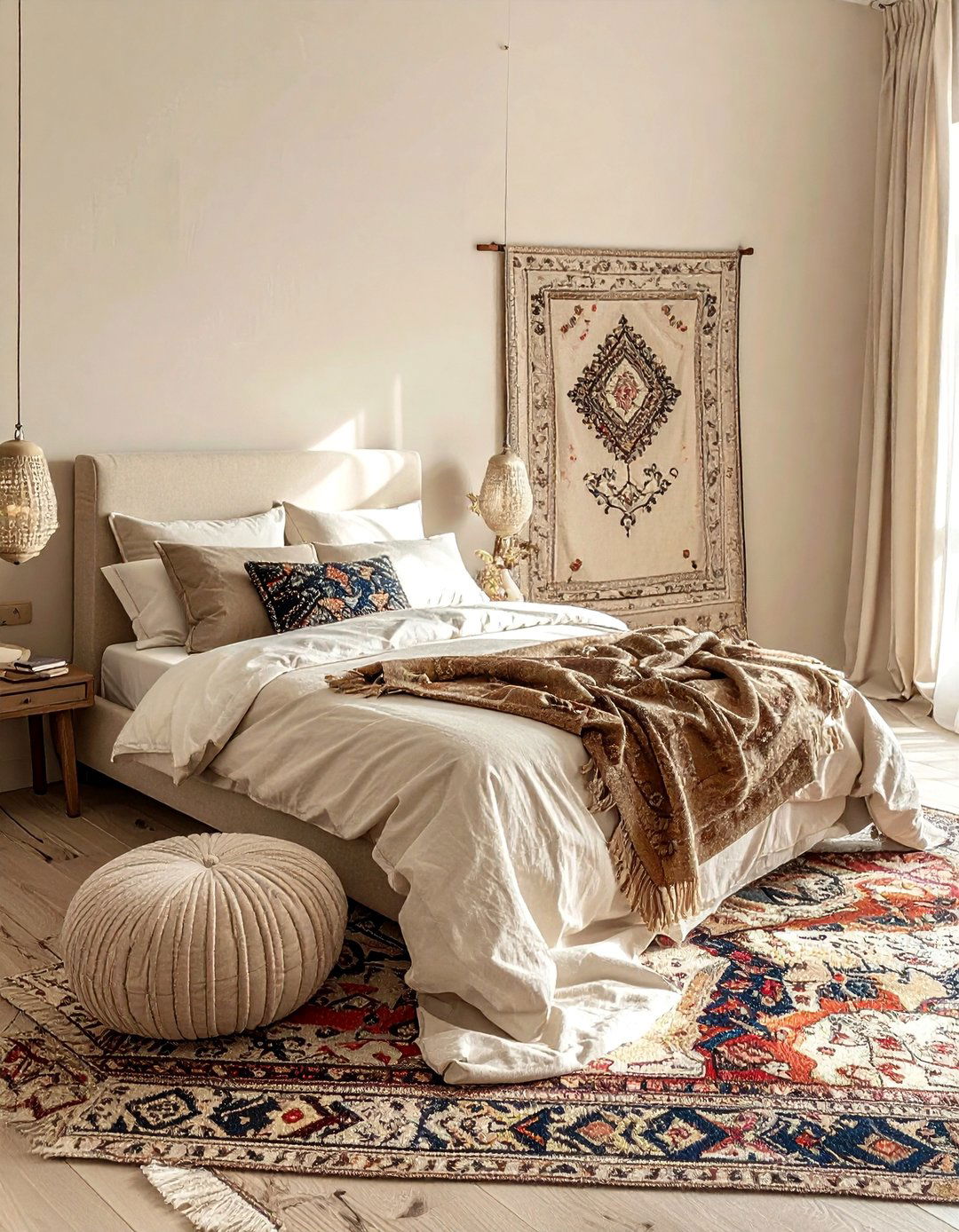 A Global Inspired Beige Bedroom - 30 Beige Bedroom Ideas for a Serene Retreat