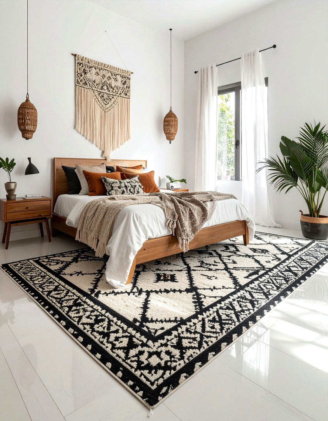 A Global Inspired Moroccan Bedroom Rug - 30 Bedroom Rug Ideas to Transform Your Space