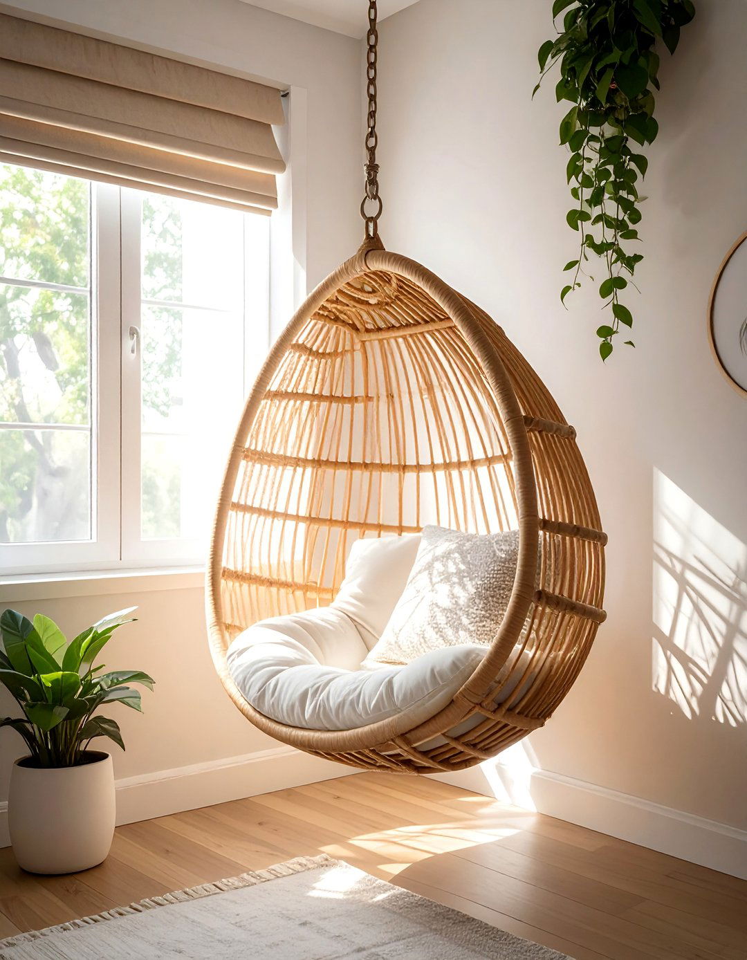 A Hanging Chair for a Cozy Reading Nook - 40 Small Bedroom Ideas for Cozy and Functional Spaces