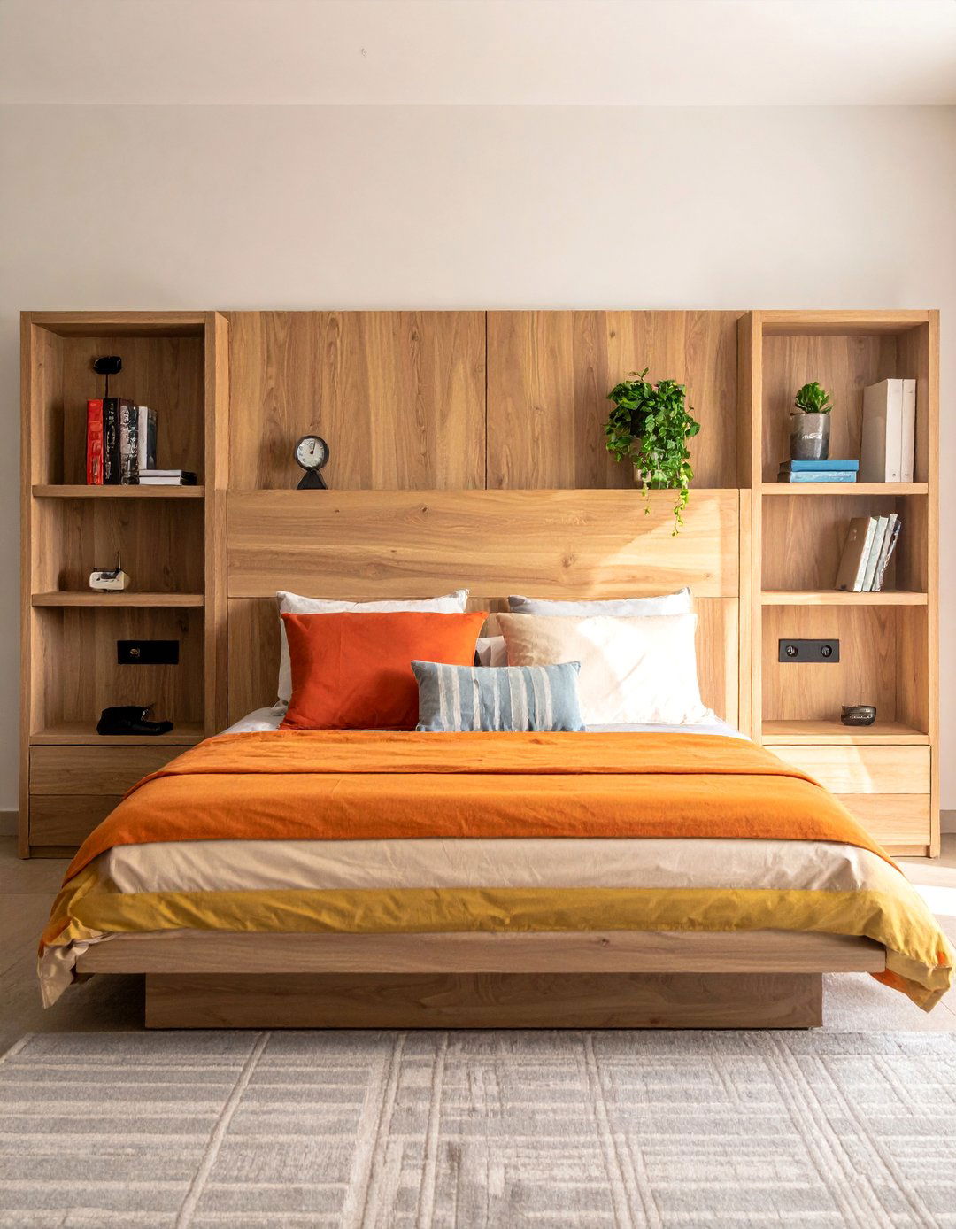 A Headboard with Integrated Shelving - 40 Small Bedroom Ideas for Cozy and Functional Spaces