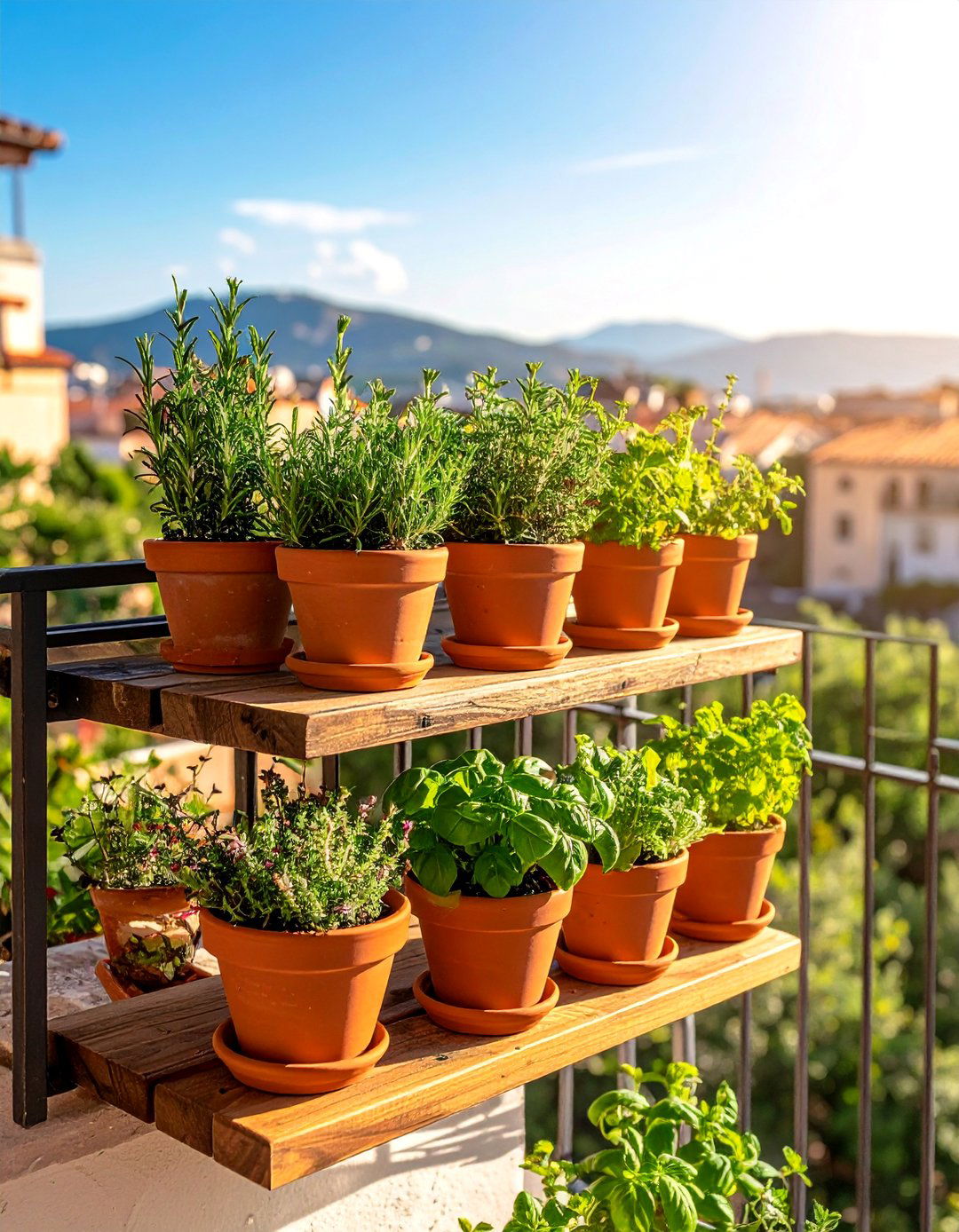A Mediterranean Balcony Herb Garden - 20 Mediterranean Balcony Ideas for a Scenic Escape