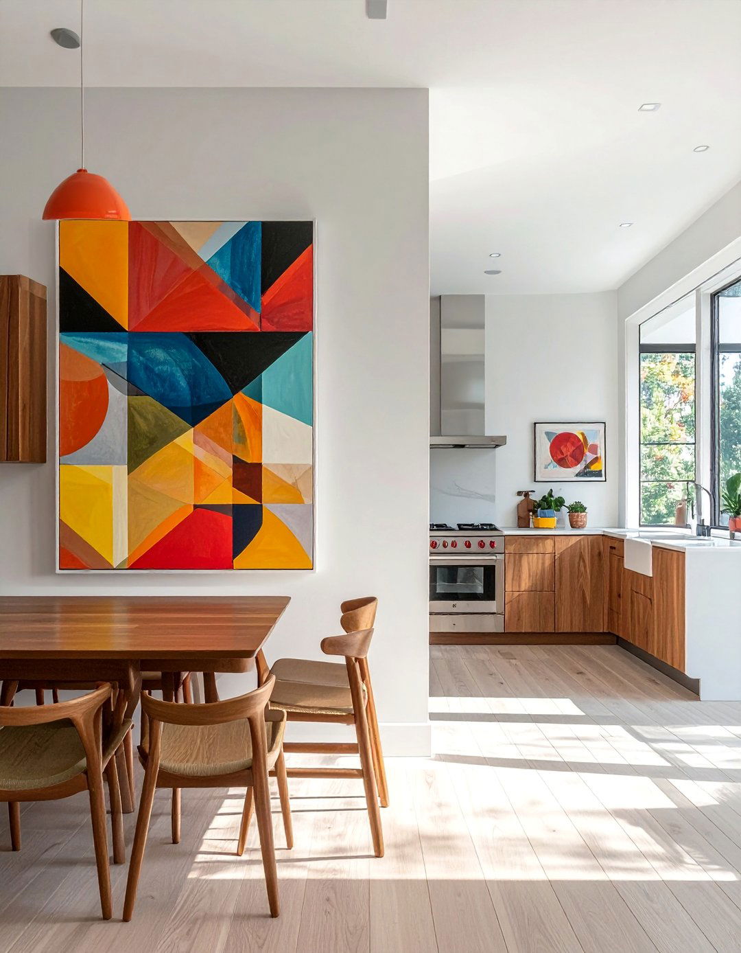 A Mid century Modern Kitchen with Abstract Art - 40 Mid-century Modern Kitchen Ideas for a Retro Vibe