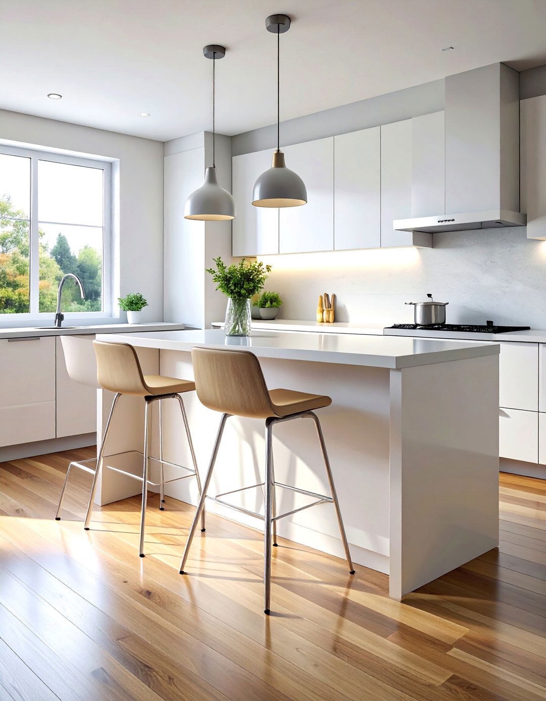 A Mid century Modern Kitchen with Bar Stools - 40 Mid-century Modern Kitchen Ideas for a Retro Vibe