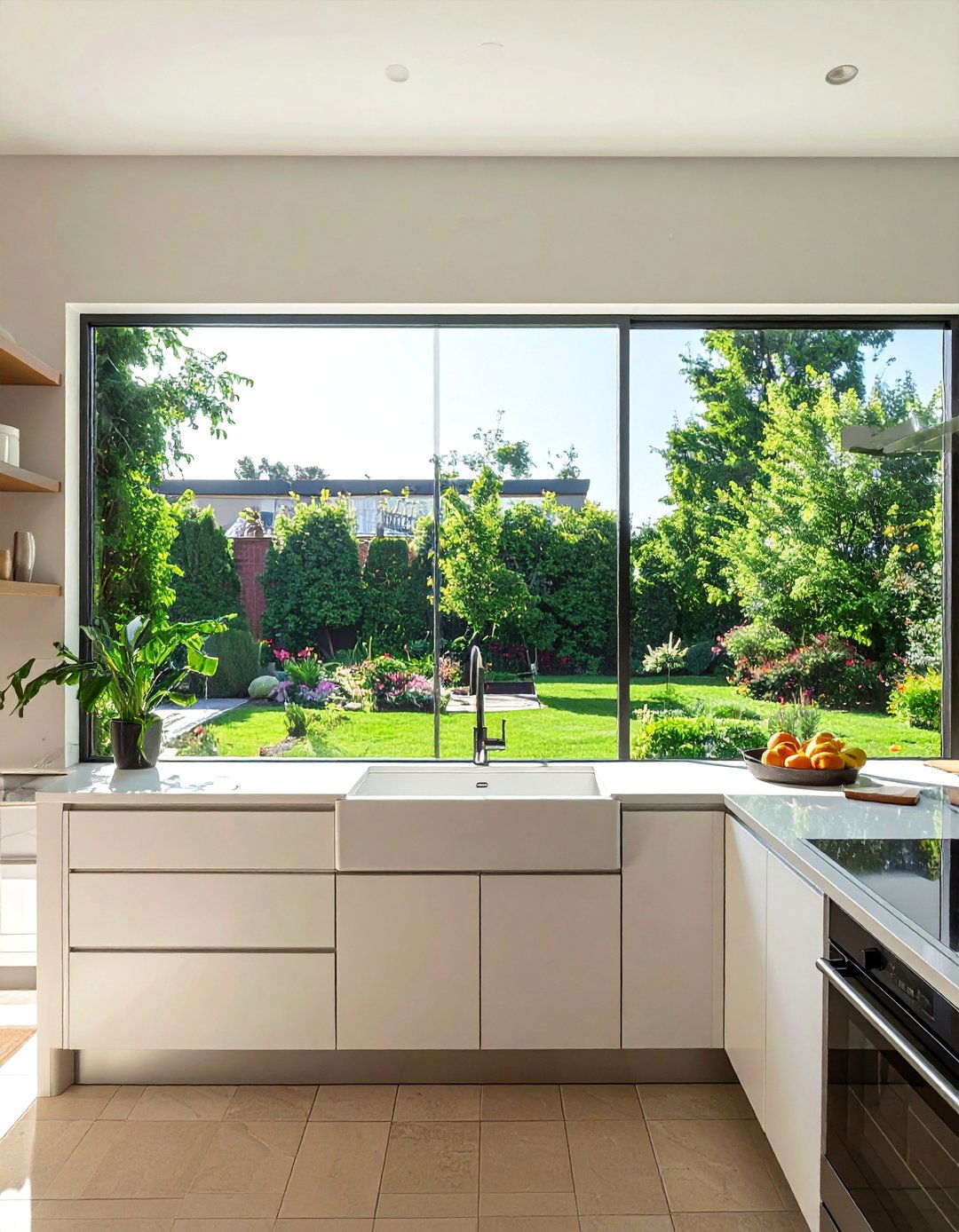 A Mid century Modern Kitchen with a Large Picture Window - 40 Mid-century Modern Kitchen Ideas for a Retro Vibe