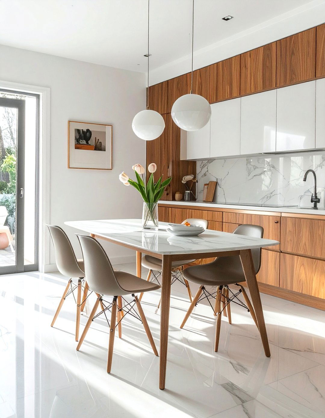 A Mid century Modern Kitchen with a Saarinen Tulip Table - 40 Mid-century Modern Kitchen Ideas for a Retro Vibe