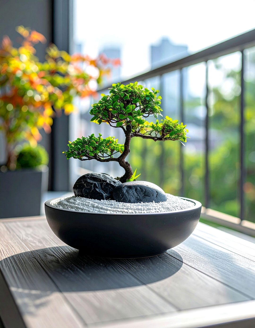 A Miniature Zen Garden Corner - 40 Creative Balcony Garden Ideas for Small Spaces