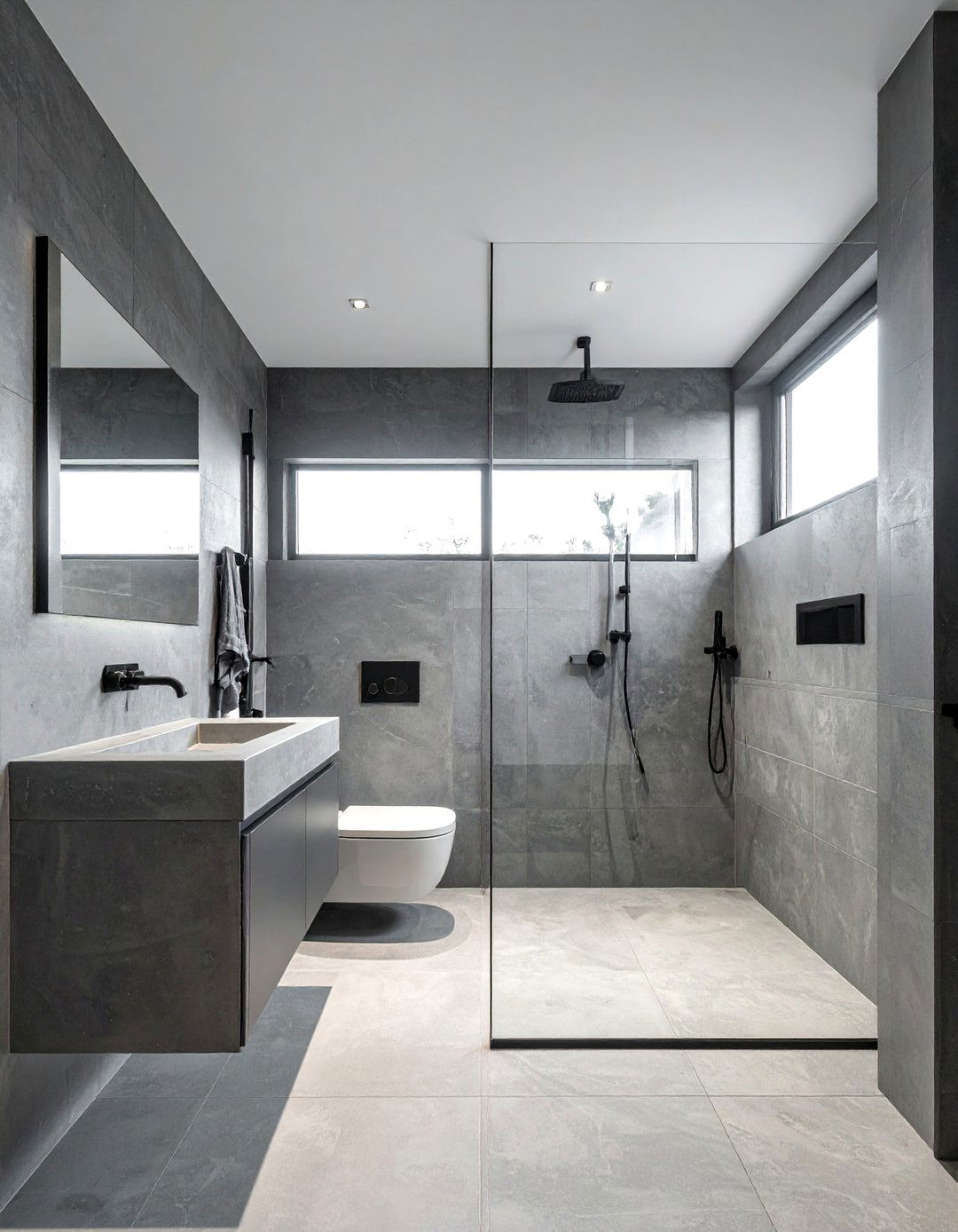 A Minimalist Bathroom with Clean Lines - 20 Black and Grey Bathroom Ideas for a Stylish Retreat