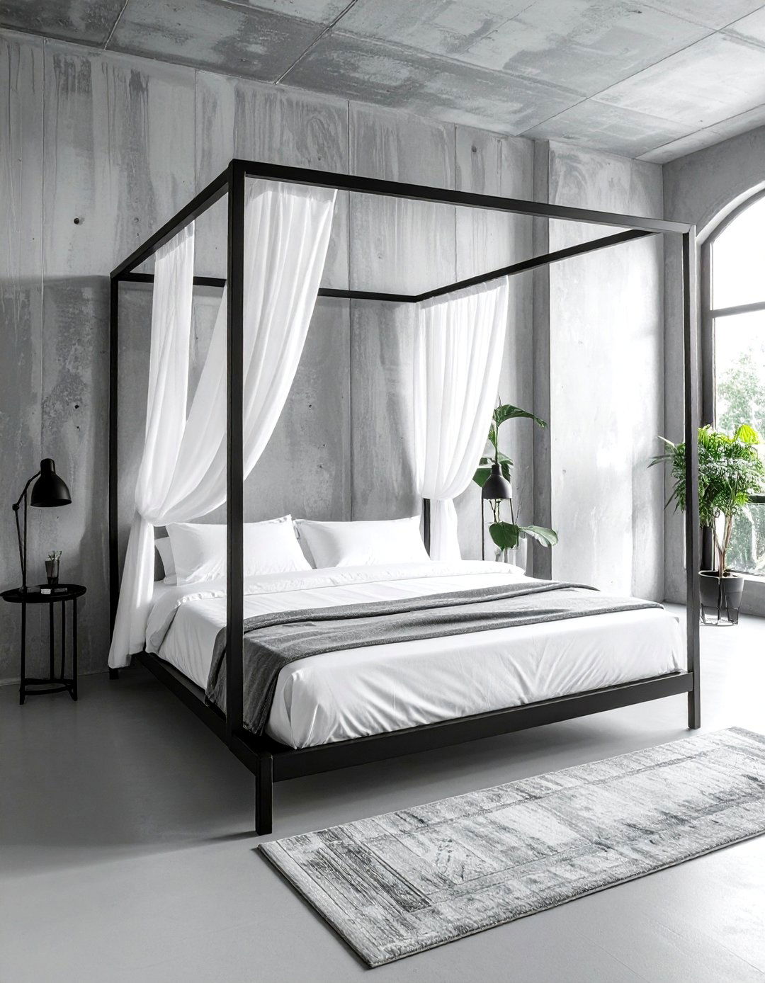 A Minimalist Canopy Bed with a Metal Frame - 30 Industrial Decor Ideas for a Modern Home