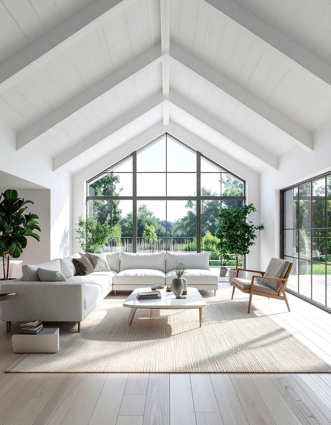 A Minimalist Drywall Finish for a Living Room Vaulted Ceiling - 25 Living Room Vaulted Ceiling Ideas for Spacious Charm