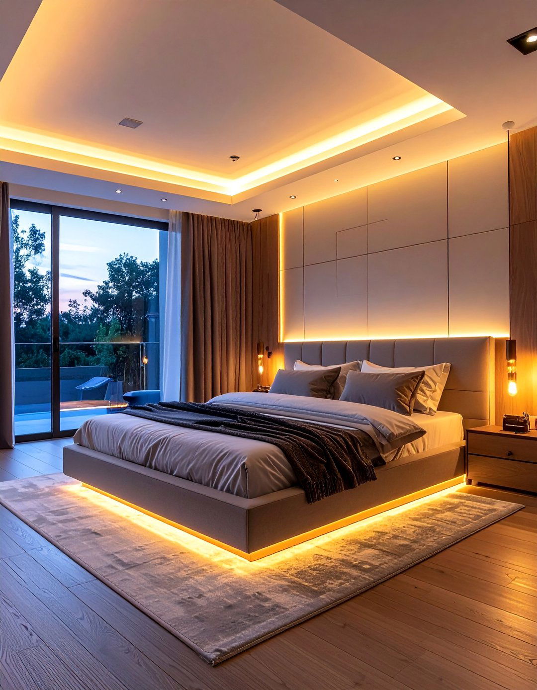 A Modern Bedroom with Concealed LED Strip Lighting - 40 Modern Bedroom Ideas for a Sleek and Stylish Space