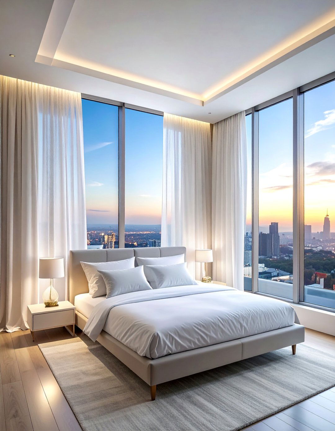 A Modern Bedroom with Floor to Ceiling Curtains - 40 Modern Bedroom Ideas for a Sleek and Stylish Space