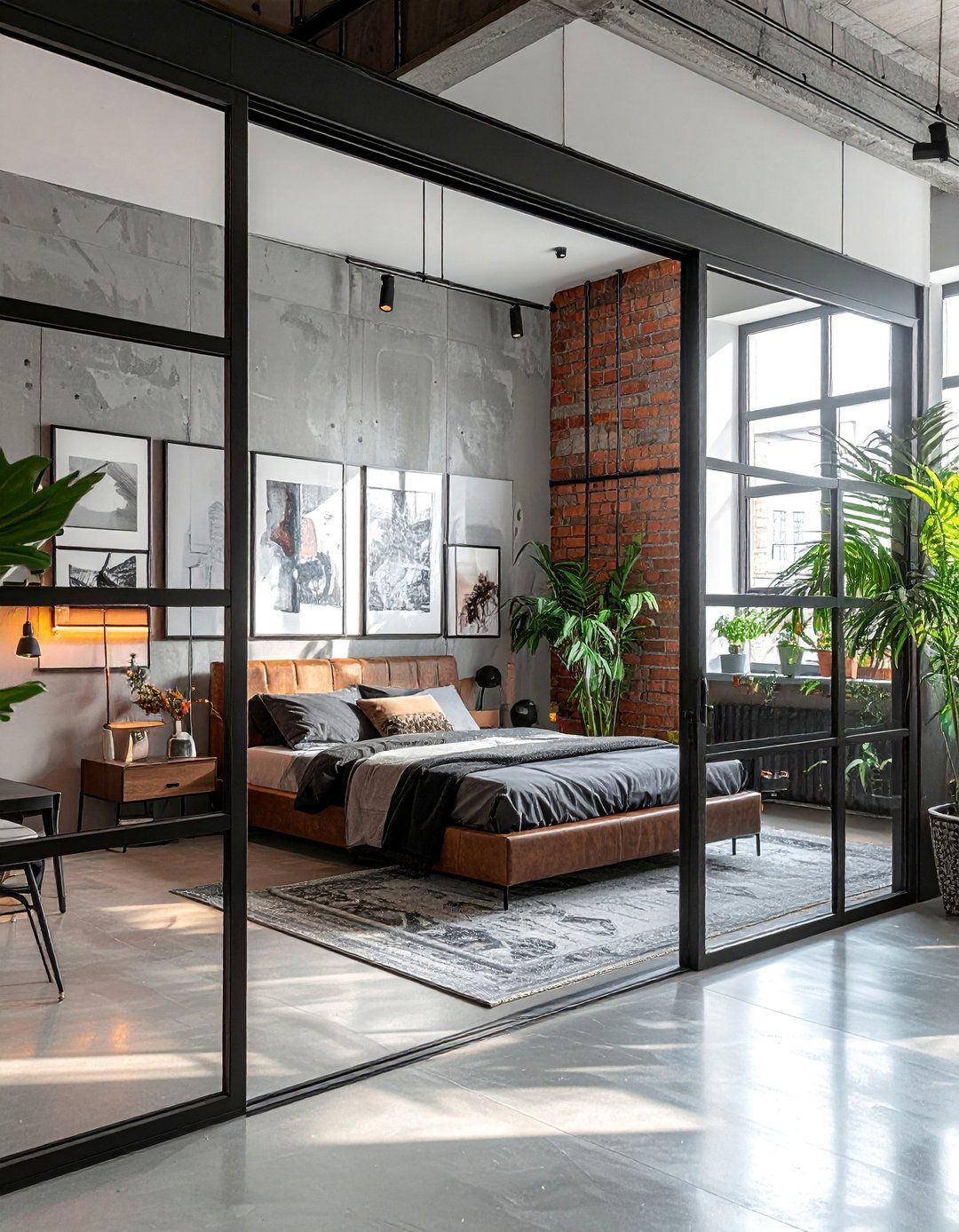A Modern Bedroom with Glass Partition Walls - 40 Modern Bedroom Ideas for a Sleek and Stylish Space