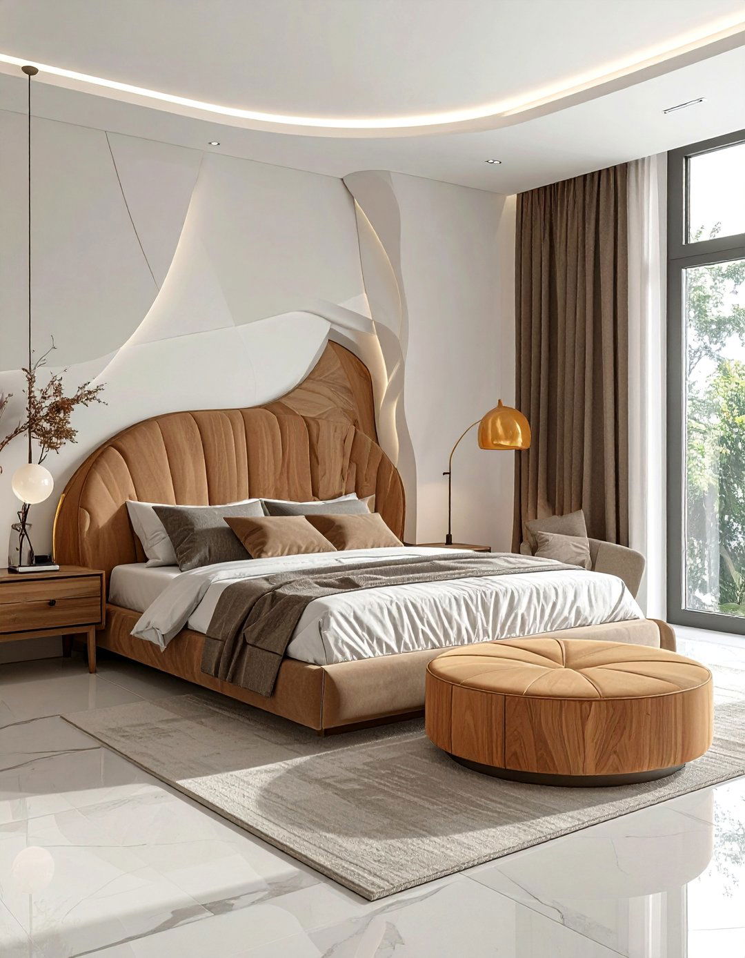 A Modern Bedroom with Organic Shaped Furniture - 40 Modern Bedroom Ideas for a Sleek and Stylish Space
