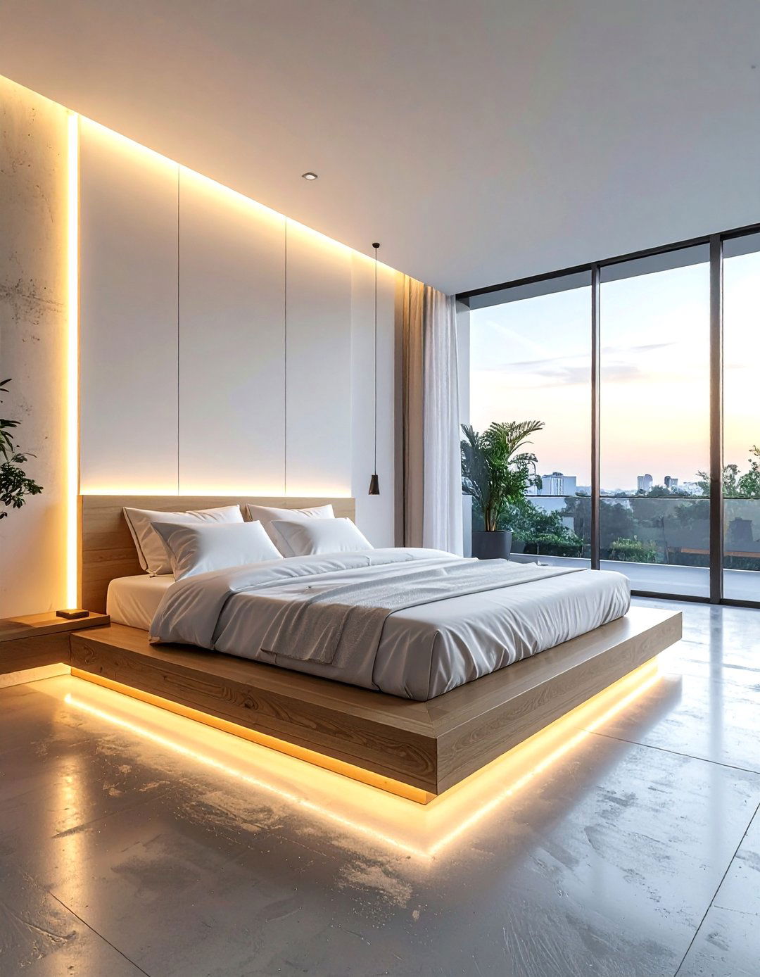 A Modern Bedroom with a Floating Platform Bed - 40 Modern Bedroom Ideas for a Sleek and Stylish Space